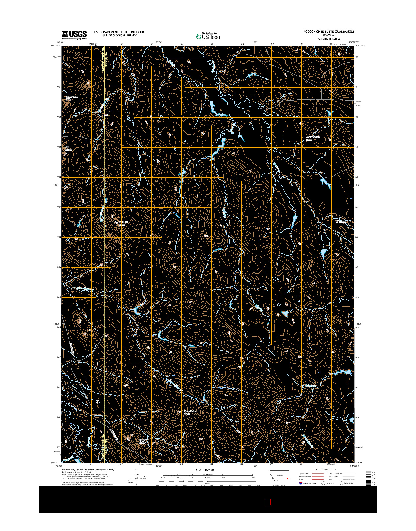 USGS US TOPO 7.5-MINUTE MAP FOR POCOCHICHEE BUTTE, MT 2017