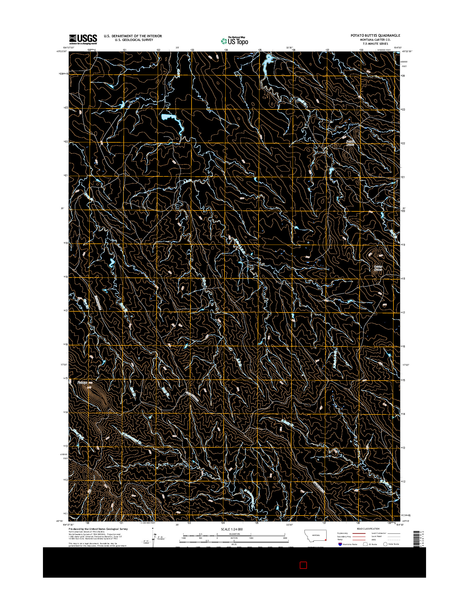 USGS US TOPO 7.5-MINUTE MAP FOR POTATO BUTTES, MT 2017