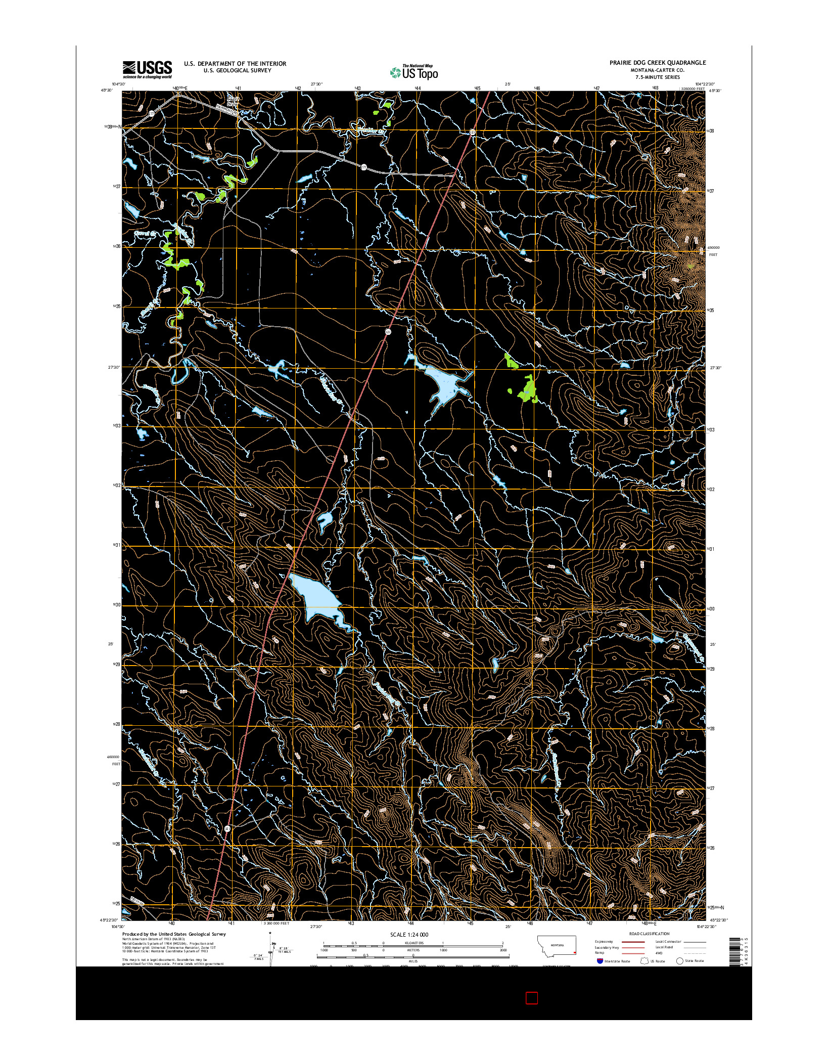 USGS US TOPO 7.5-MINUTE MAP FOR PRAIRIE DOG CREEK, MT 2017