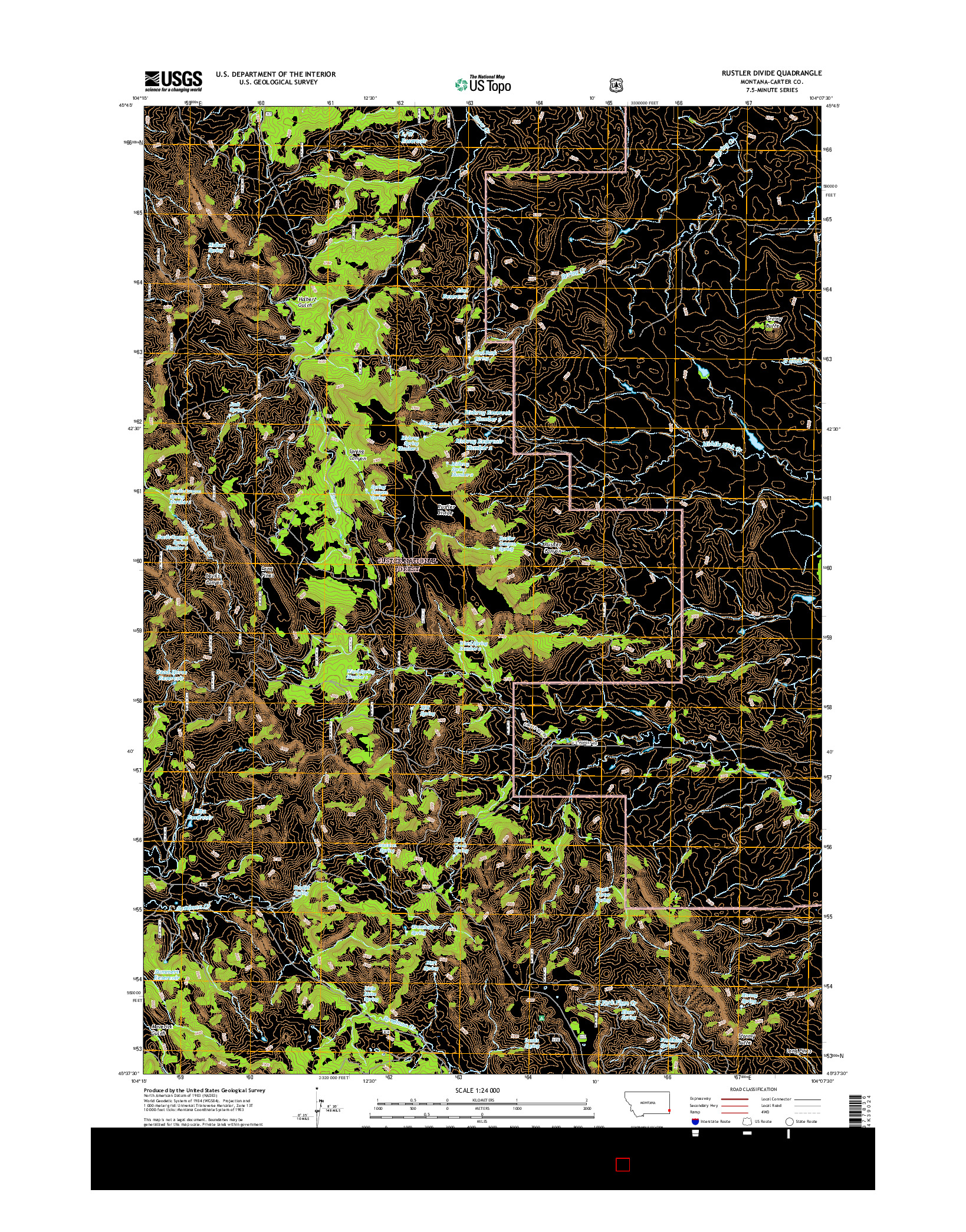 USGS US TOPO 7.5-MINUTE MAP FOR RUSTLER DIVIDE, MT 2017