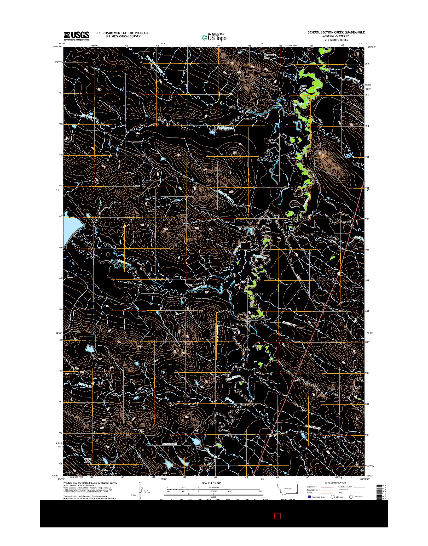 USGS US TOPO 7.5-MINUTE MAP FOR SCHOOL SECTION CREEK, MT 2017