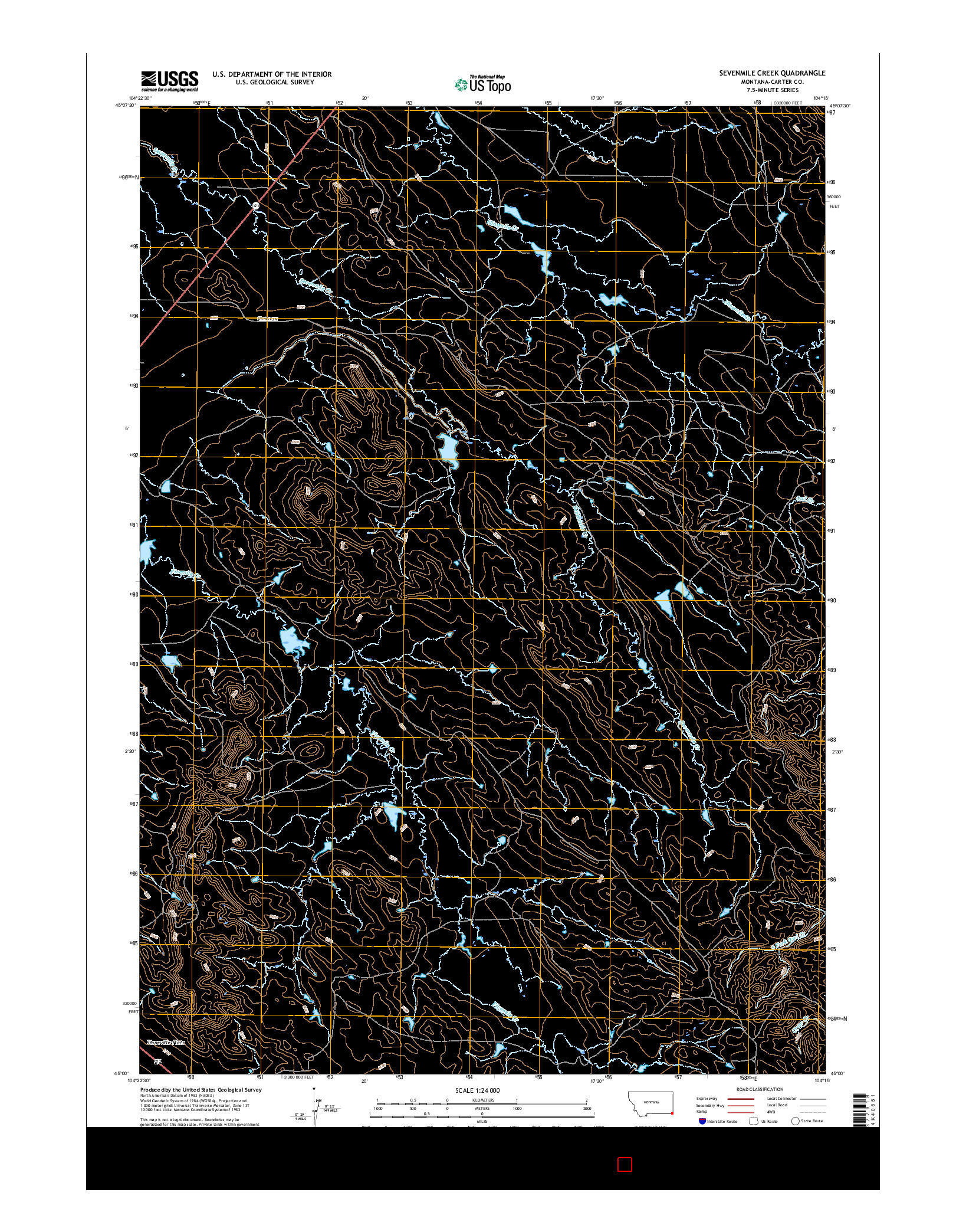 USGS US TOPO 7.5-MINUTE MAP FOR SEVENMILE CREEK, MT 2017