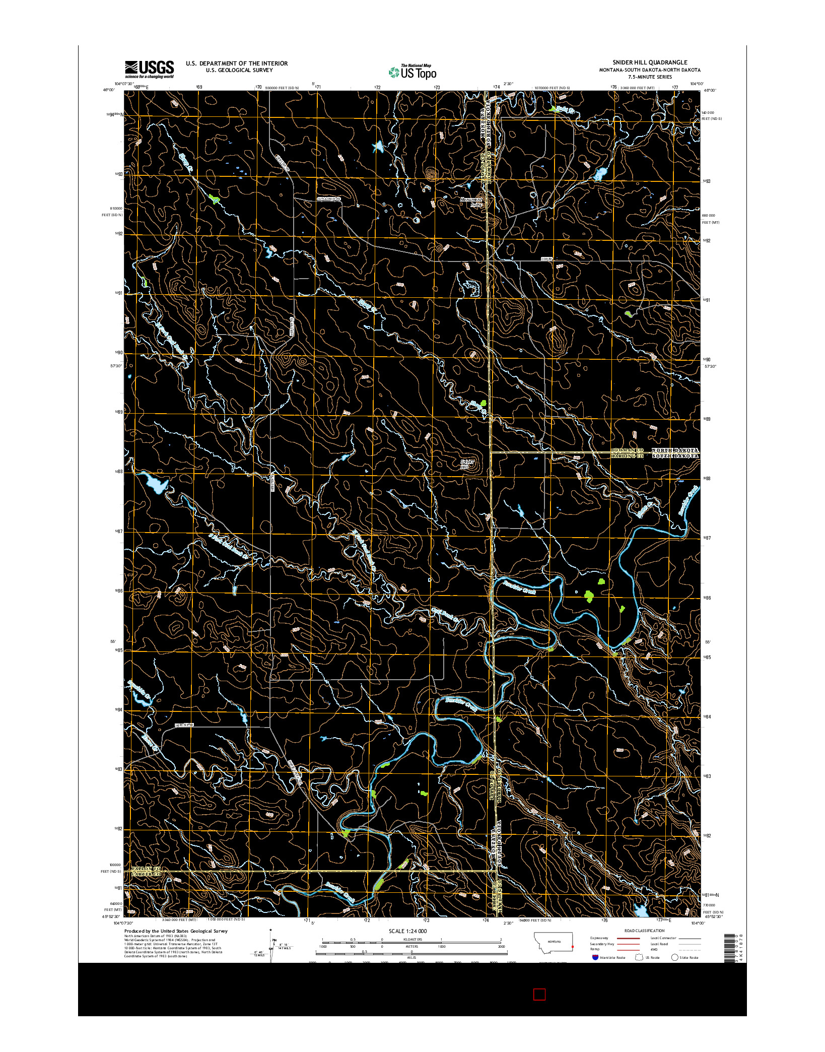 USGS US TOPO 7.5-MINUTE MAP FOR SNIDER HILL, MT-SD-ND 2017