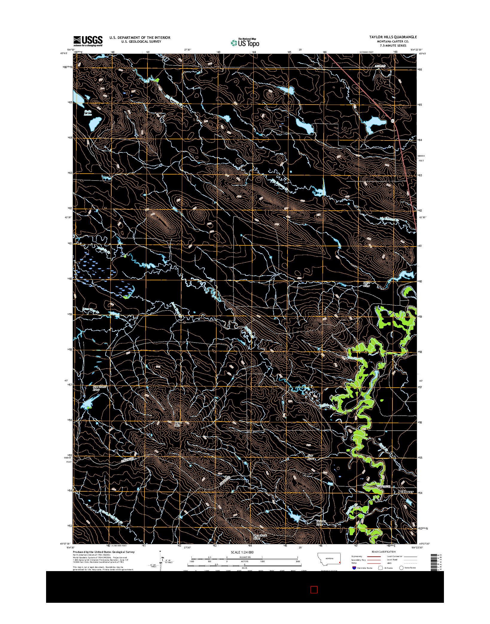 USGS US TOPO 7.5-MINUTE MAP FOR TAYLOR HILLS, MT 2017