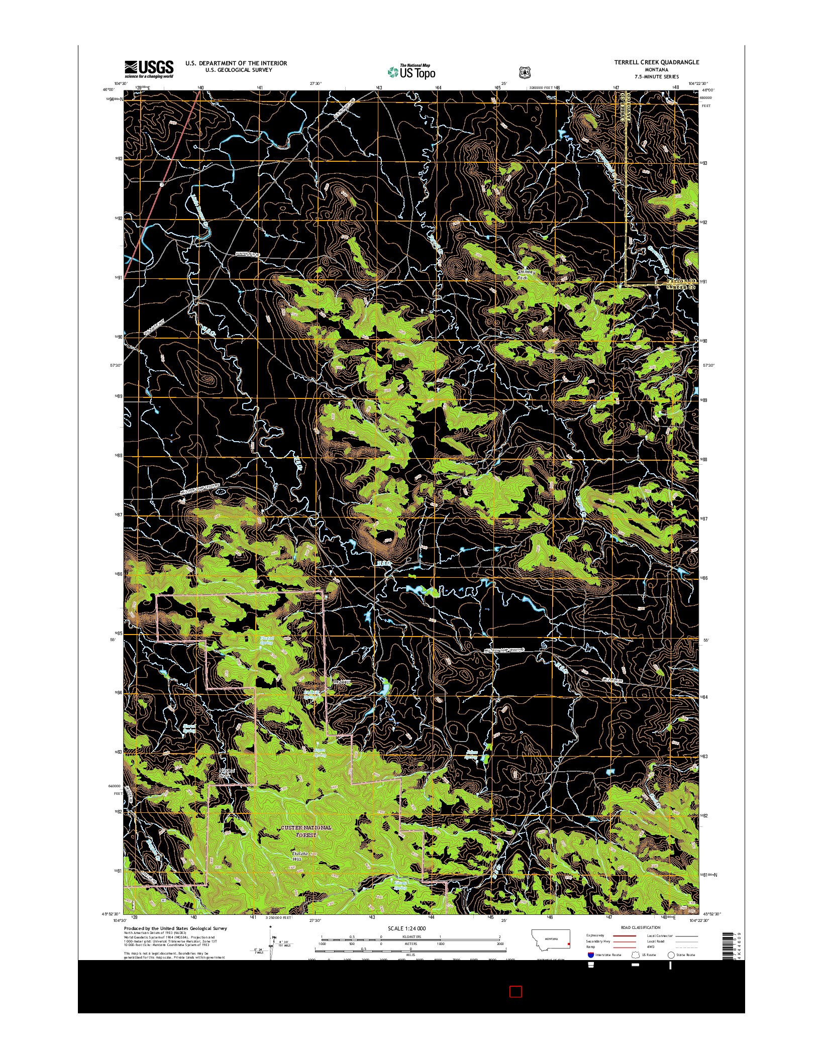 USGS US TOPO 7.5-MINUTE MAP FOR TERRELL CREEK, MT 2017