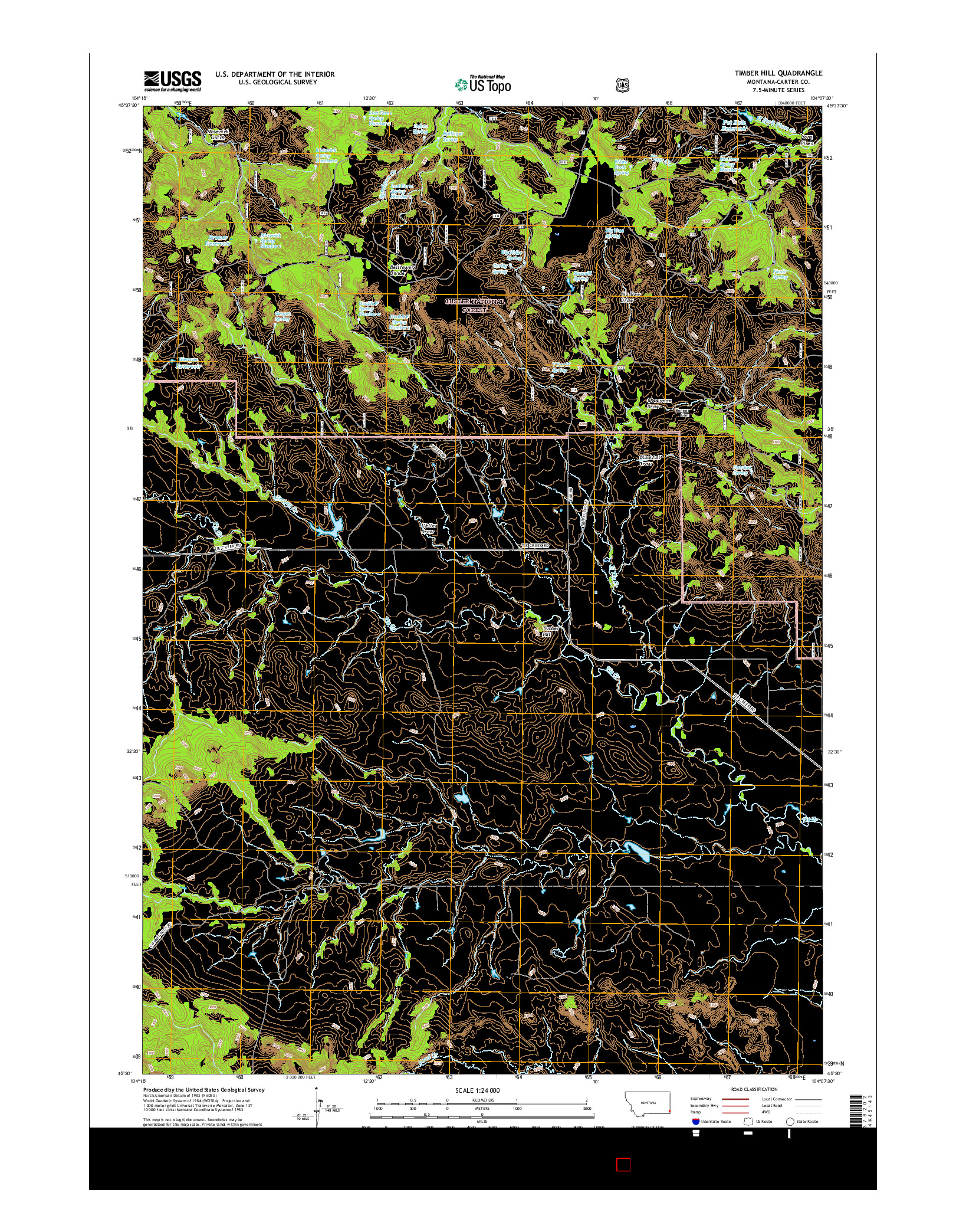 USGS US TOPO 7.5-MINUTE MAP FOR TIMBER HILL, MT 2017