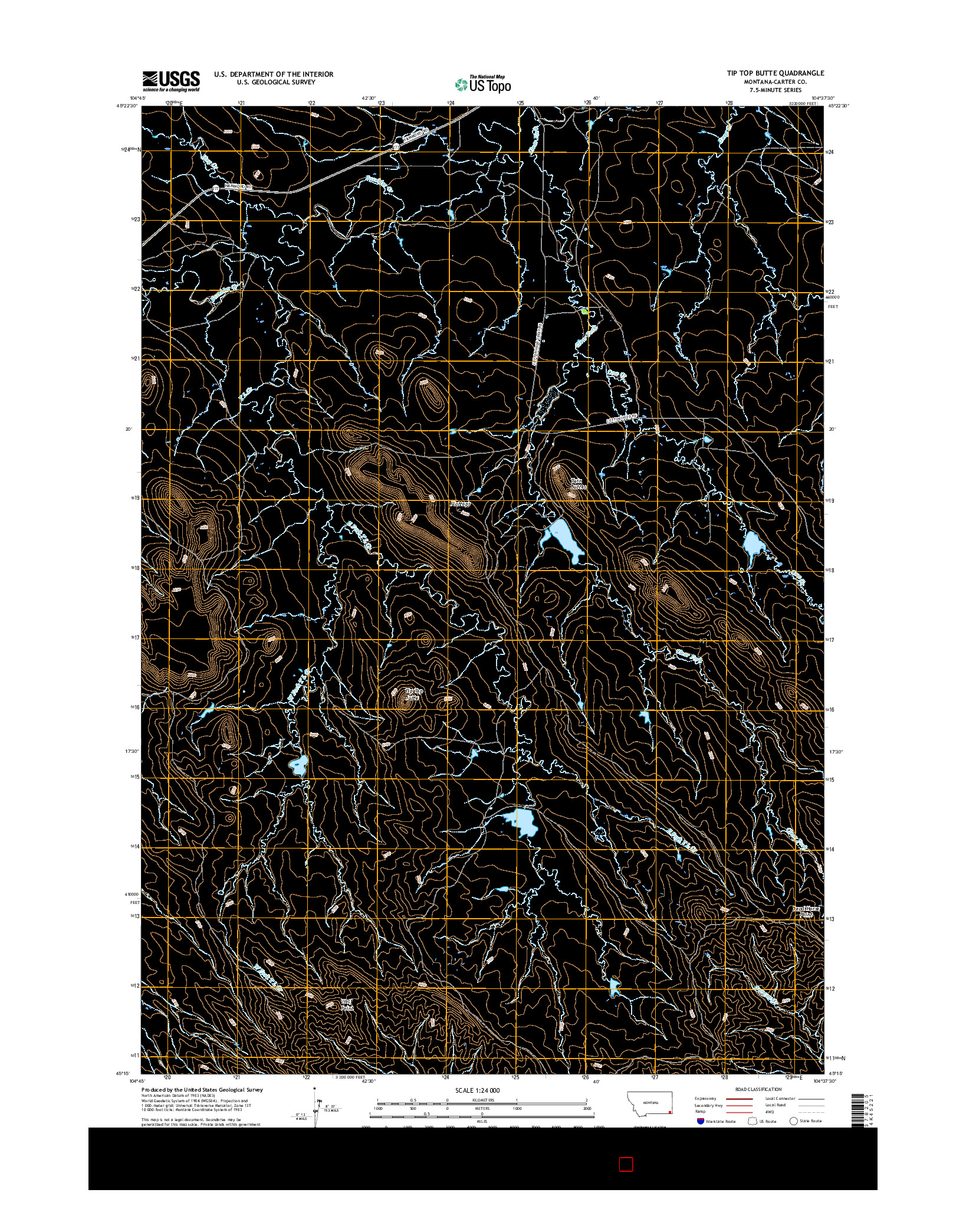 USGS US TOPO 7.5-MINUTE MAP FOR TIP TOP BUTTE, MT 2017