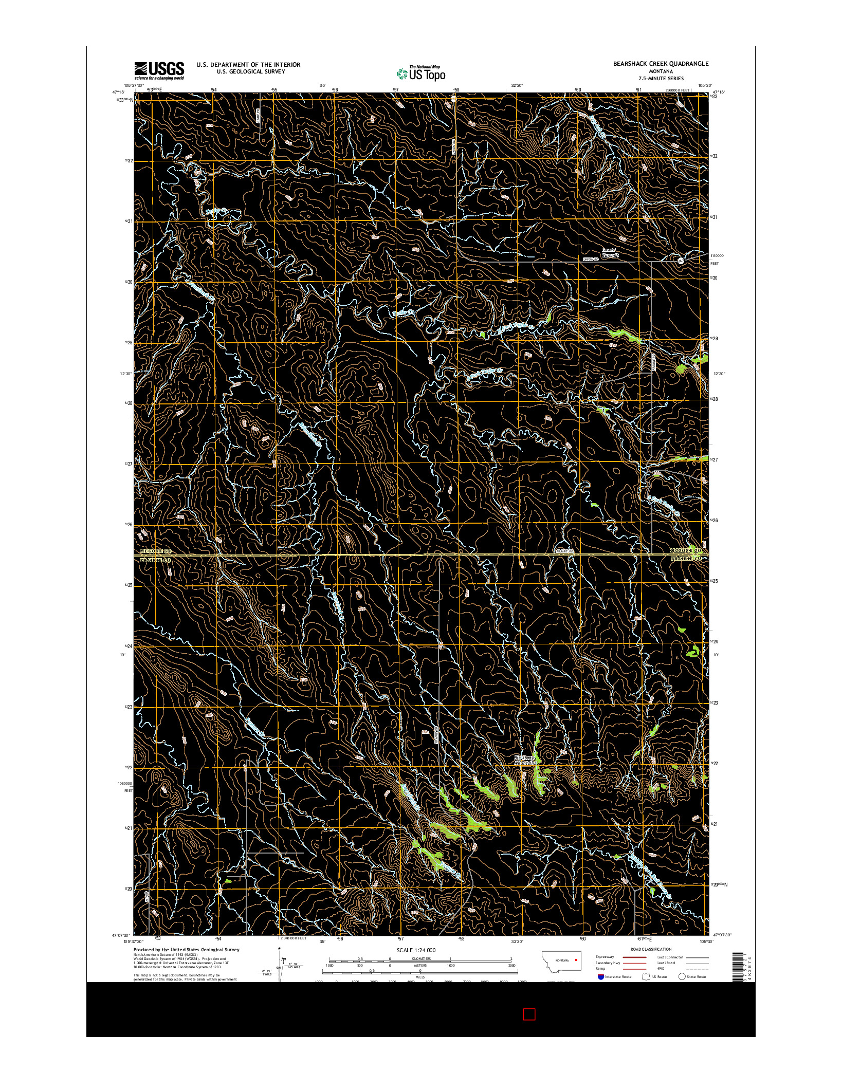 USGS US TOPO 7.5-MINUTE MAP FOR BEARSHACK CREEK, MT 2017