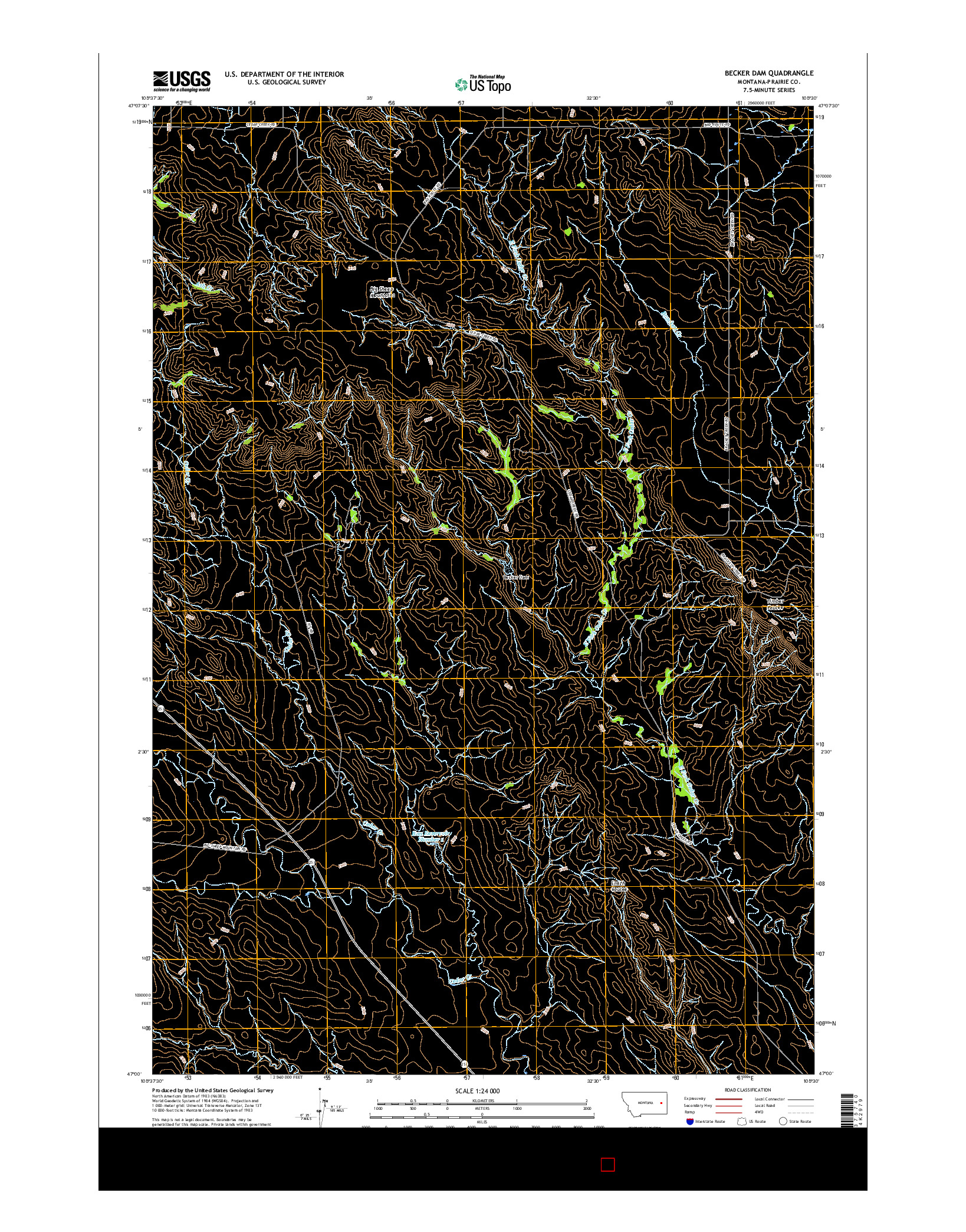 USGS US TOPO 7.5-MINUTE MAP FOR BECKER DAM, MT 2017