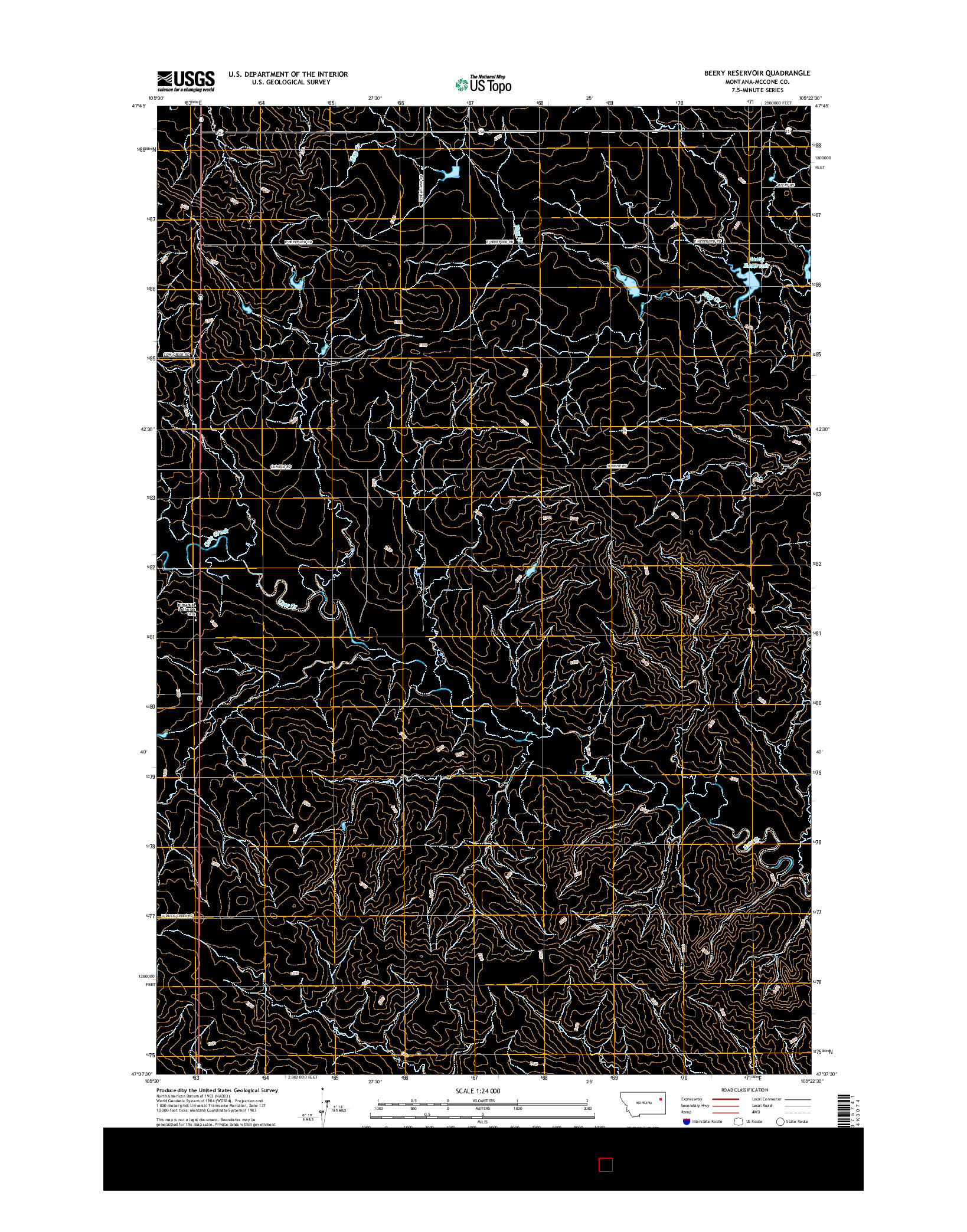 USGS US TOPO 7.5-MINUTE MAP FOR BEERY RESERVOIR, MT 2017