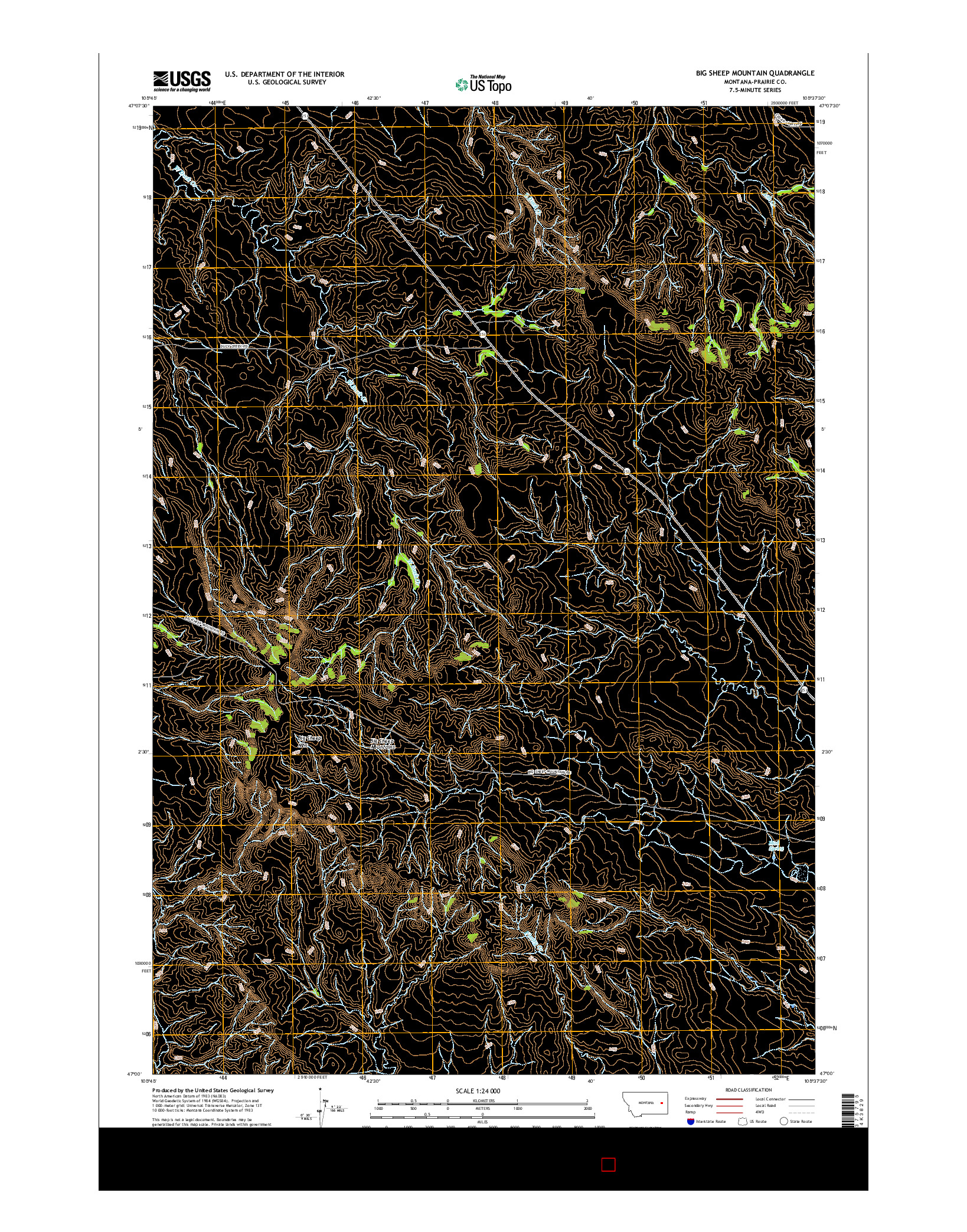 USGS US TOPO 7.5-MINUTE MAP FOR BIG SHEEP MOUNTAIN, MT 2017