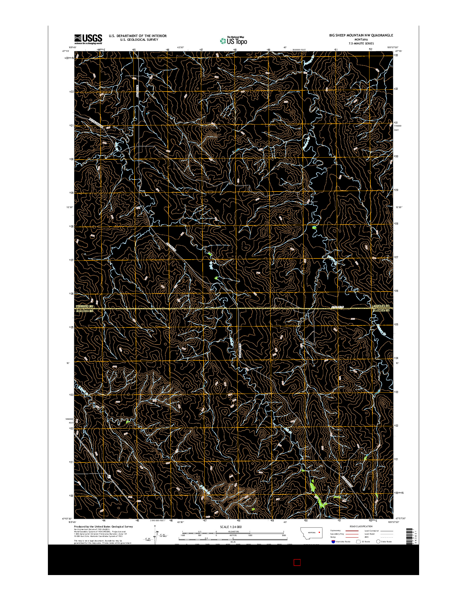 USGS US TOPO 7.5-MINUTE MAP FOR BIG SHEEP MOUNTAIN NW, MT 2017