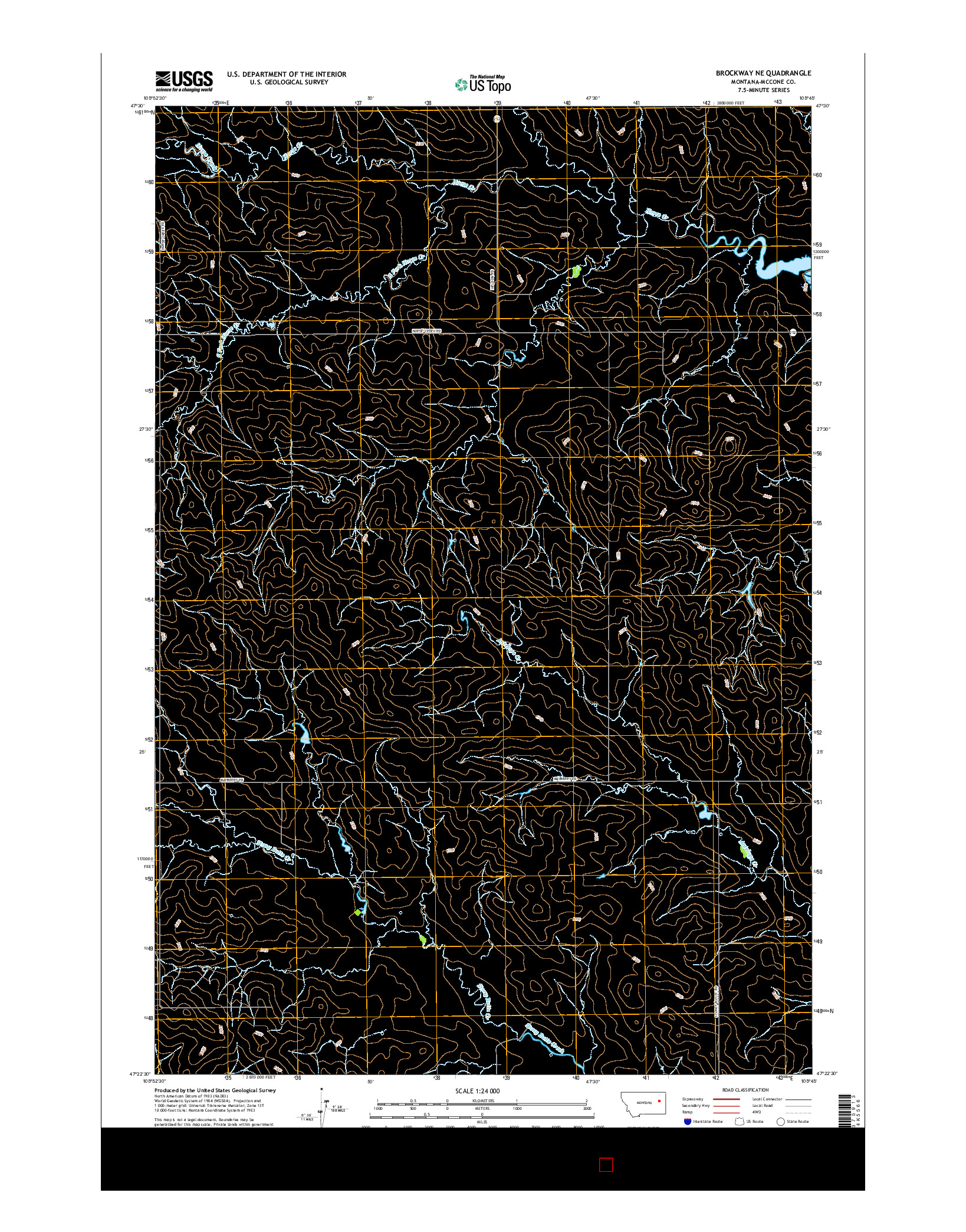 USGS US TOPO 7.5-MINUTE MAP FOR BROCKWAY NE, MT 2017