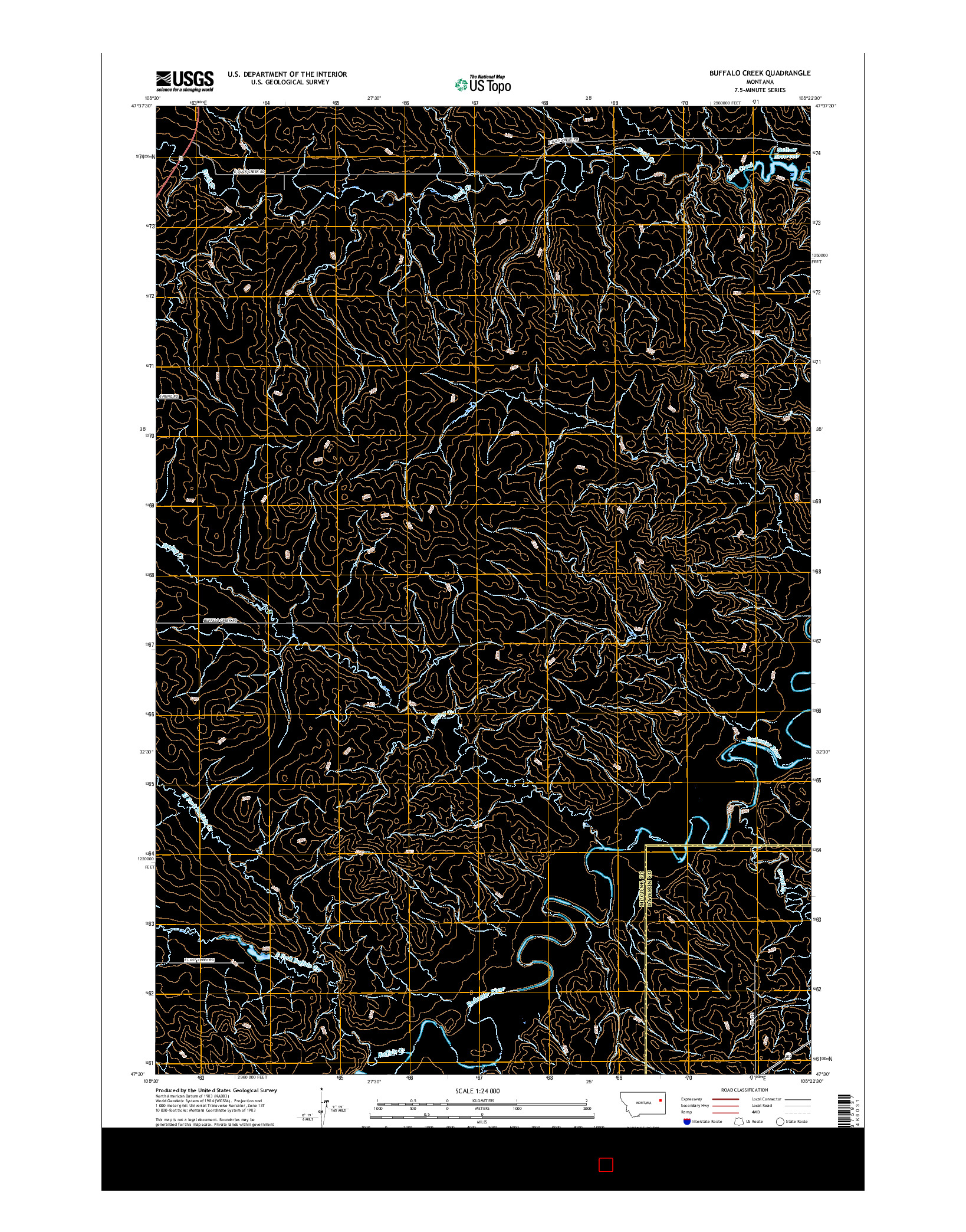 USGS US TOPO 7.5-MINUTE MAP FOR BUFFALO CREEK, MT 2017