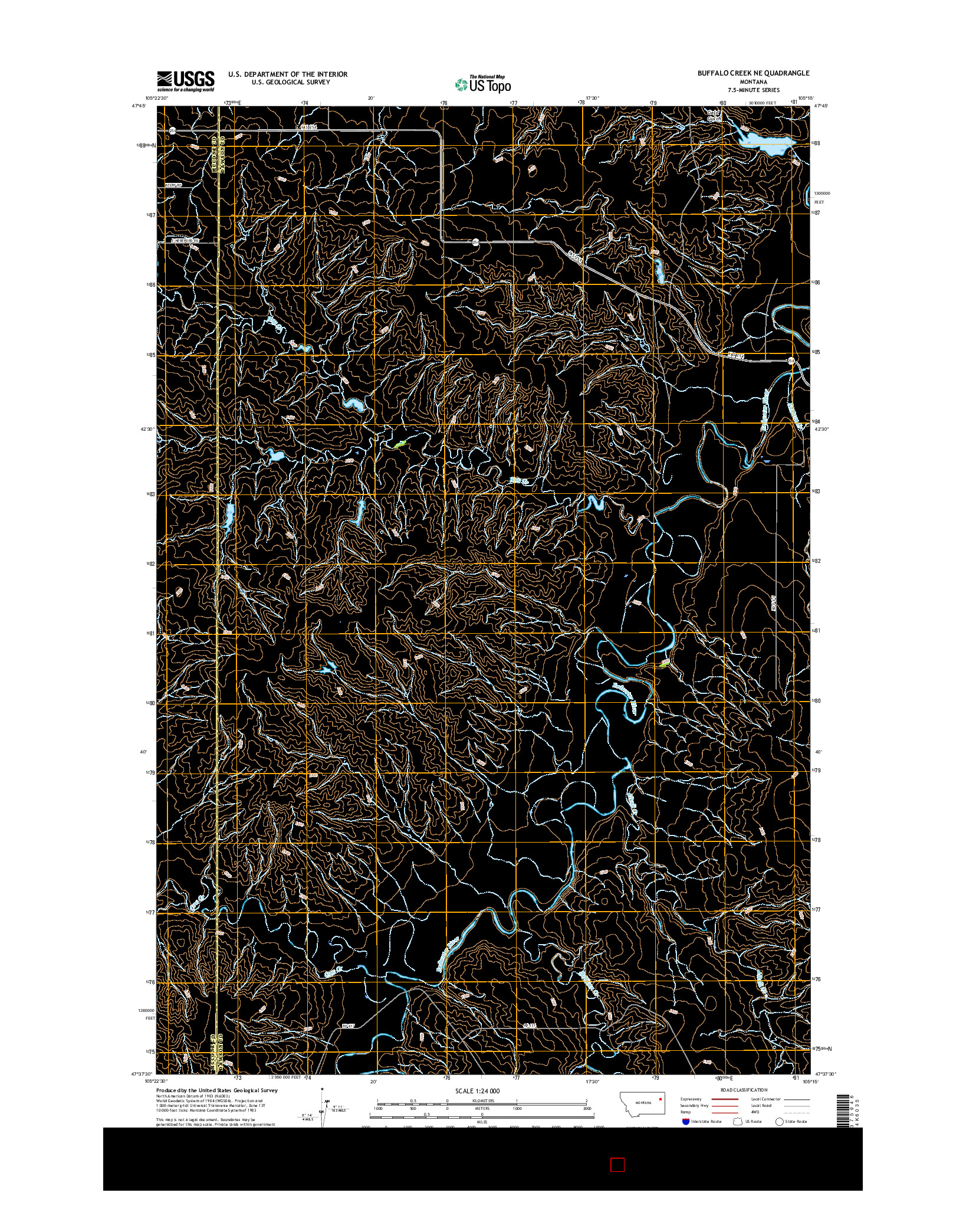 USGS US TOPO 7.5-MINUTE MAP FOR BUFFALO CREEK NE, MT 2017