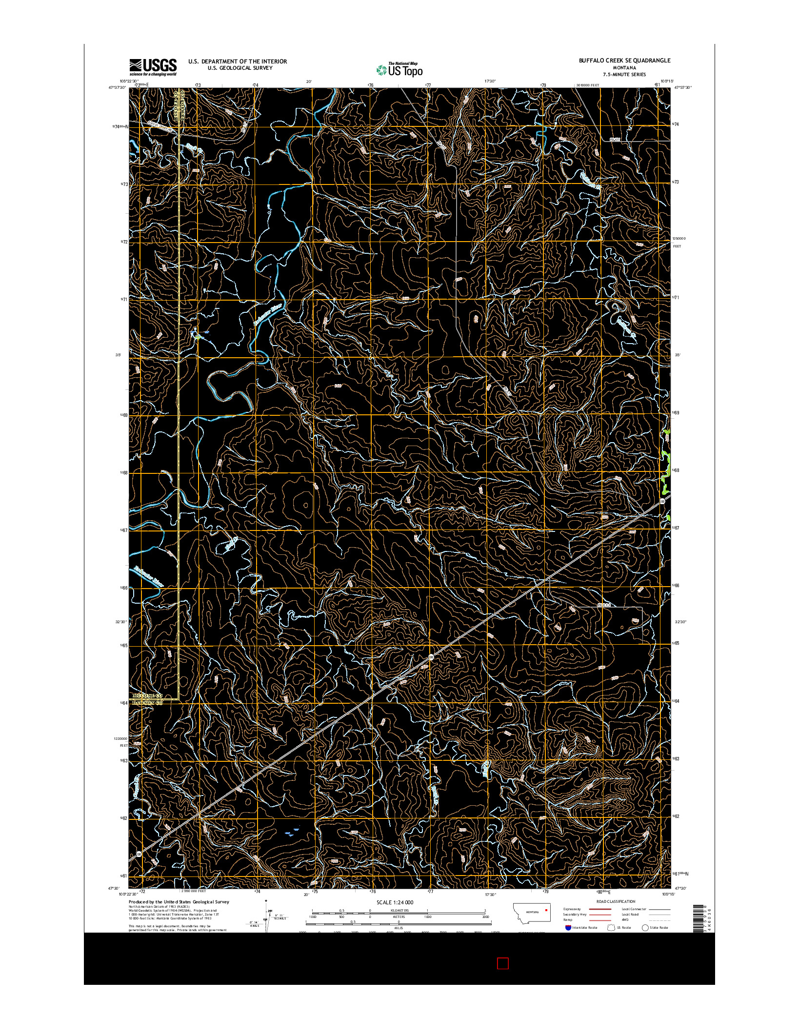 USGS US TOPO 7.5-MINUTE MAP FOR BUFFALO CREEK SE, MT 2017
