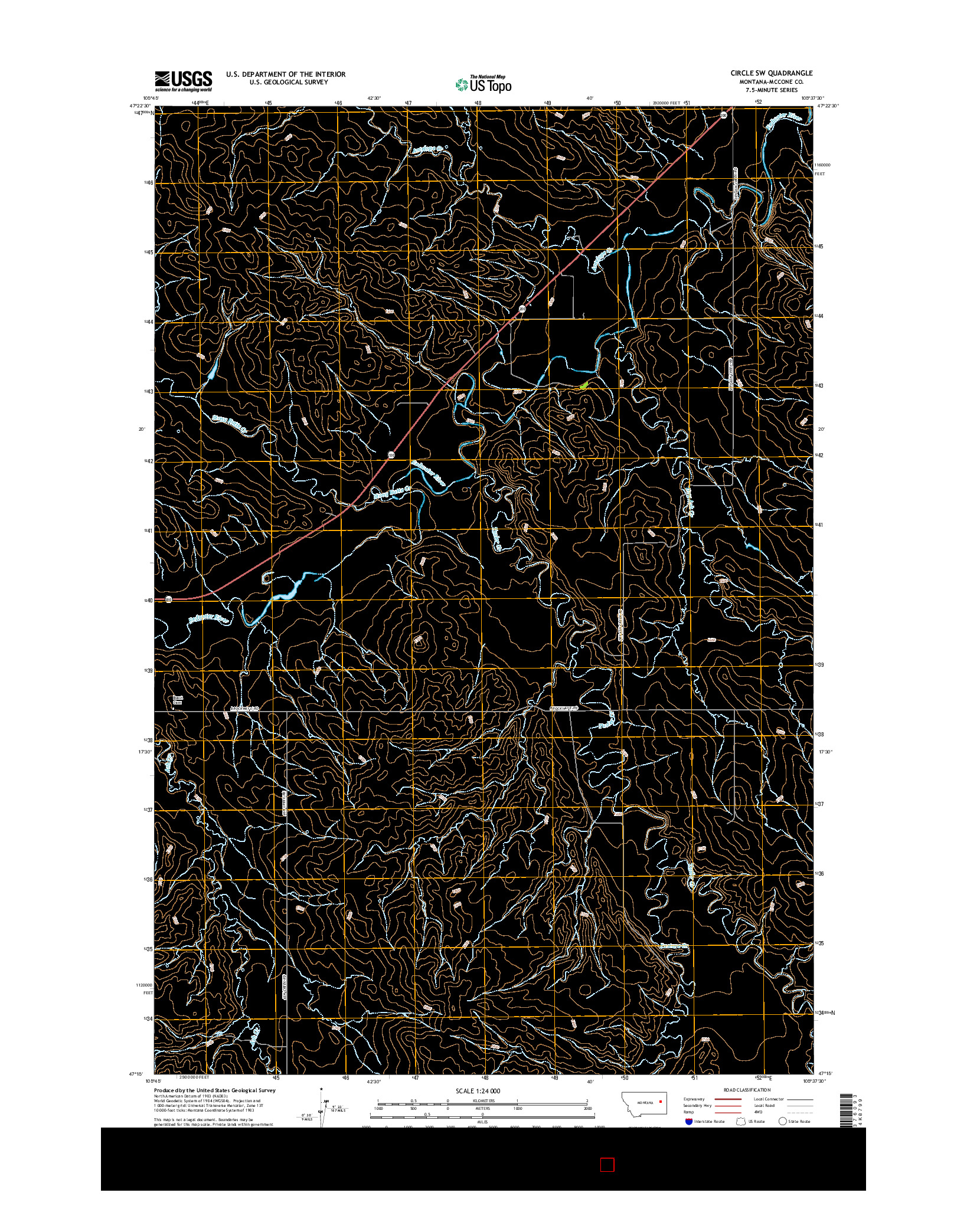 USGS US TOPO 7.5-MINUTE MAP FOR CIRCLE SW, MT 2017
