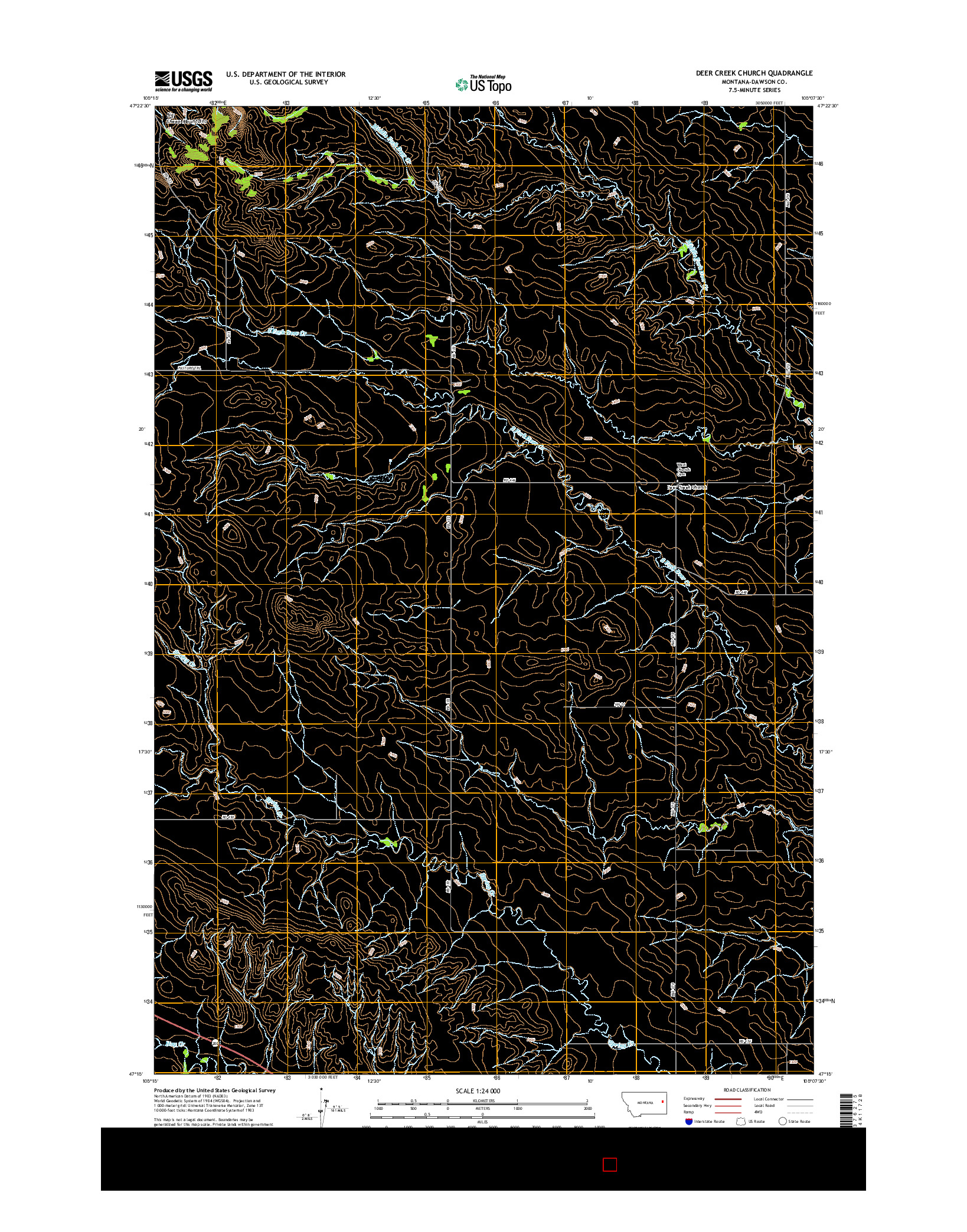 USGS US TOPO 7.5-MINUTE MAP FOR DEER CREEK CHURCH, MT 2017