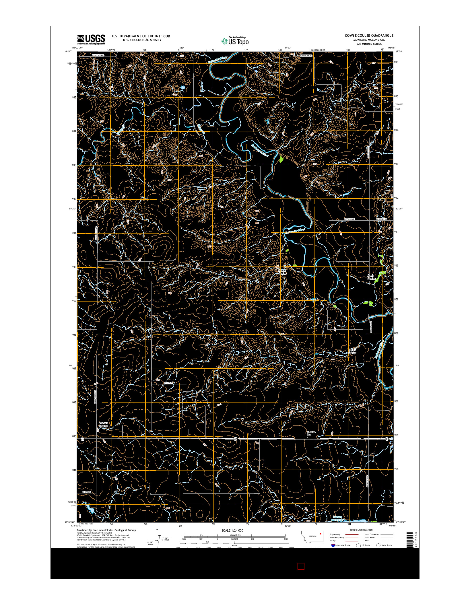 USGS US TOPO 7.5-MINUTE MAP FOR DOWSE COULEE, MT 2017