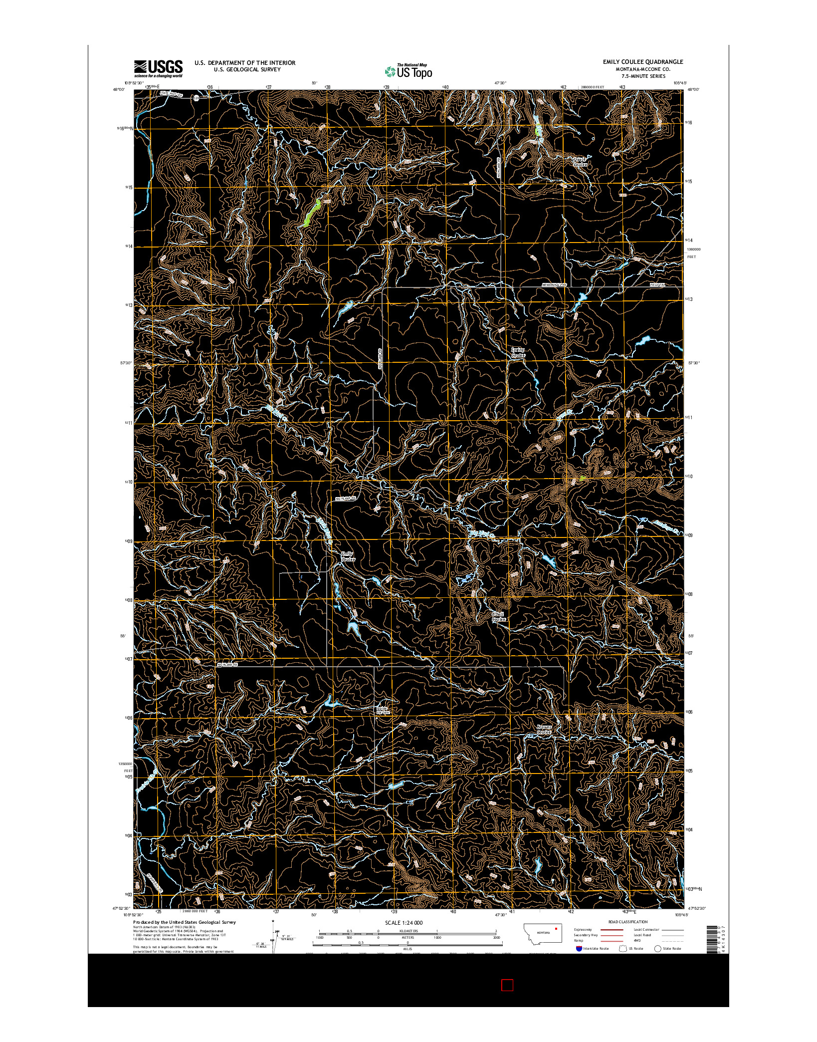 USGS US TOPO 7.5-MINUTE MAP FOR EMILY COULEE, MT 2017