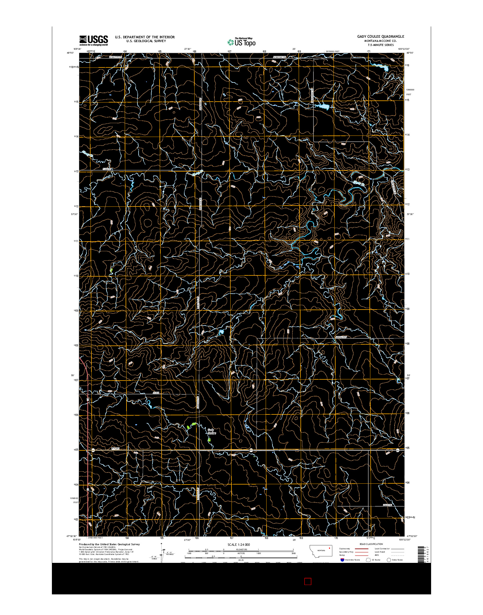 USGS US TOPO 7.5-MINUTE MAP FOR GADY COULEE, MT 2017