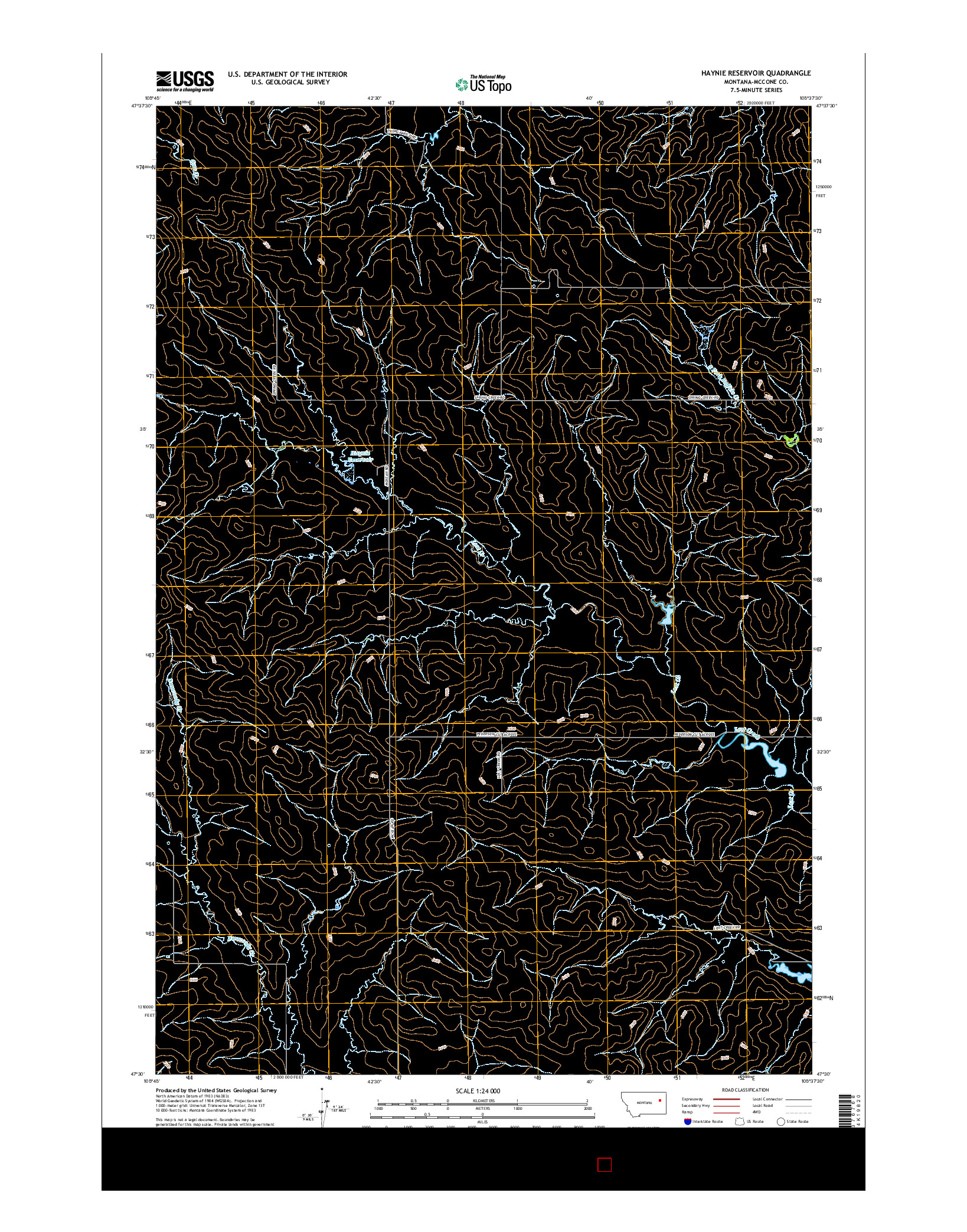 USGS US TOPO 7.5-MINUTE MAP FOR HAYNIE RESERVOIR, MT 2017