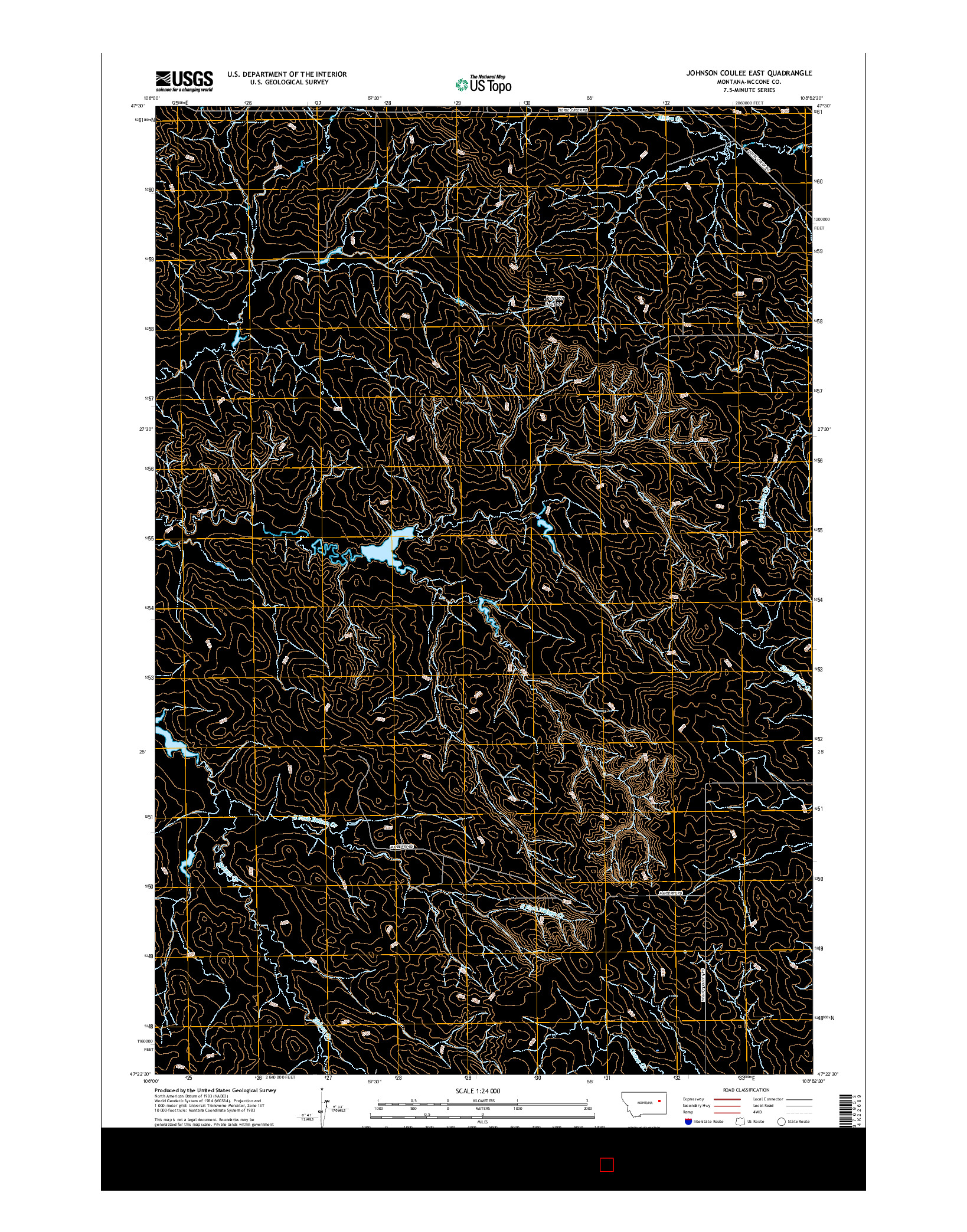 USGS US TOPO 7.5-MINUTE MAP FOR JOHNSON COULEE EAST, MT 2017