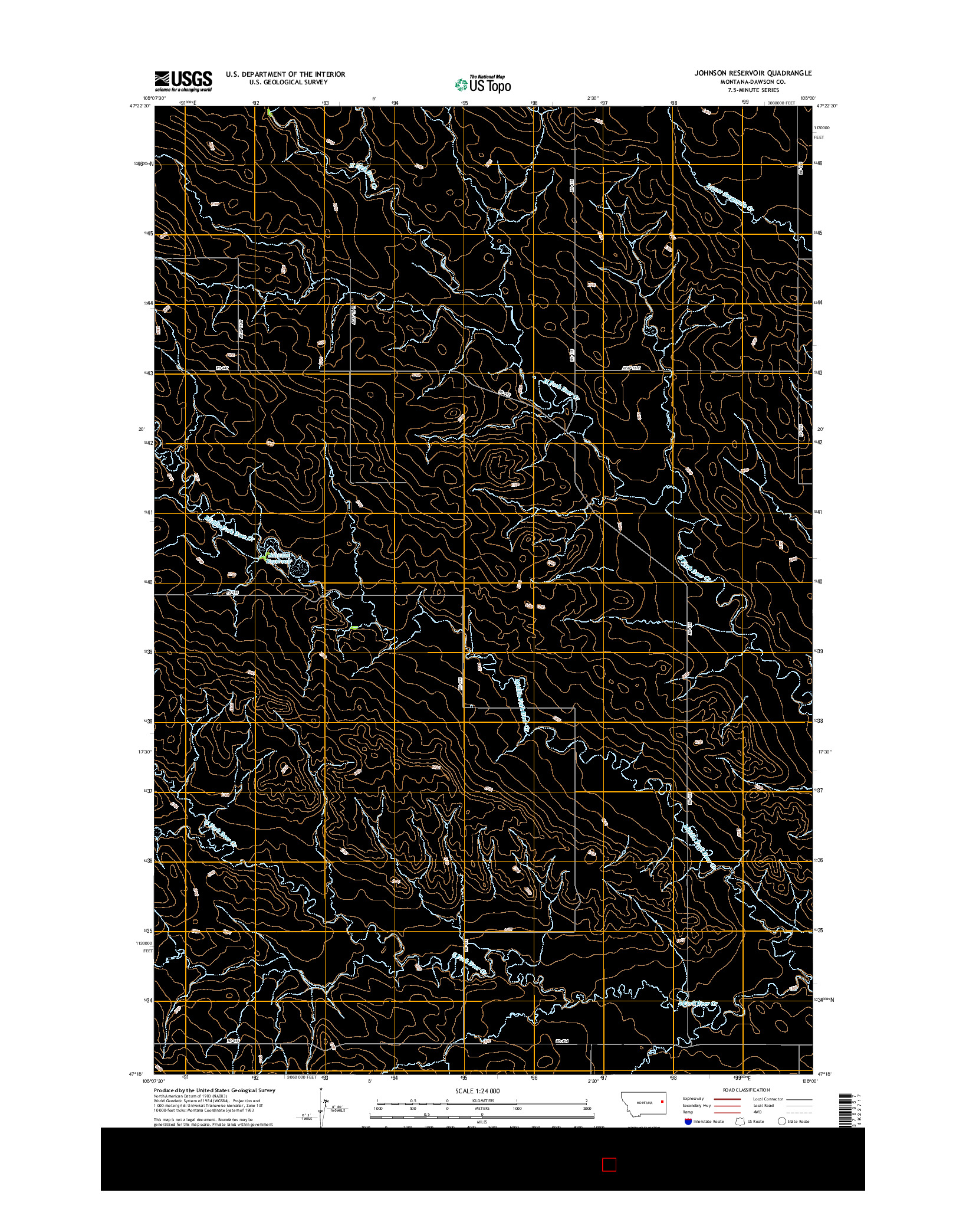USGS US TOPO 7.5-MINUTE MAP FOR JOHNSON RESERVOIR, MT 2017