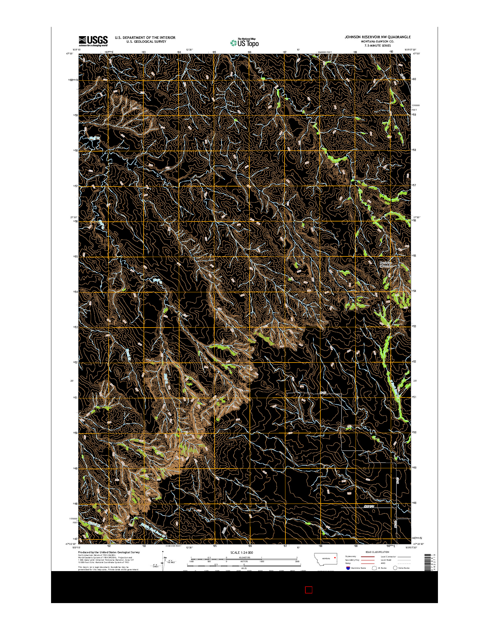 USGS US TOPO 7.5-MINUTE MAP FOR JOHNSON RESERVOIR NW, MT 2017