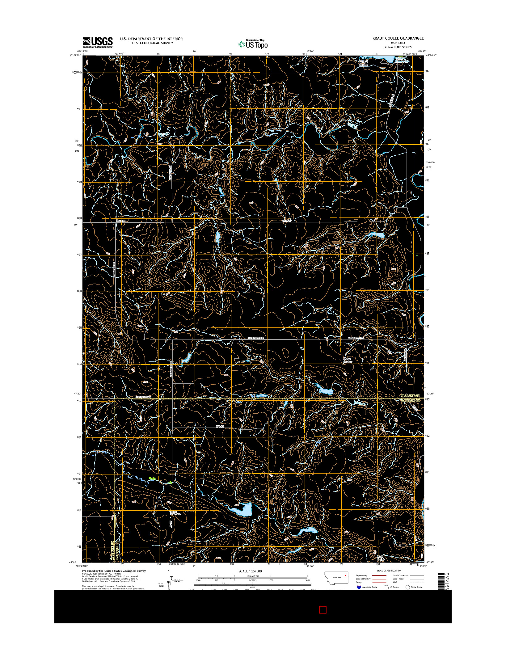 USGS US TOPO 7.5-MINUTE MAP FOR KRAUT COULEE, MT 2017