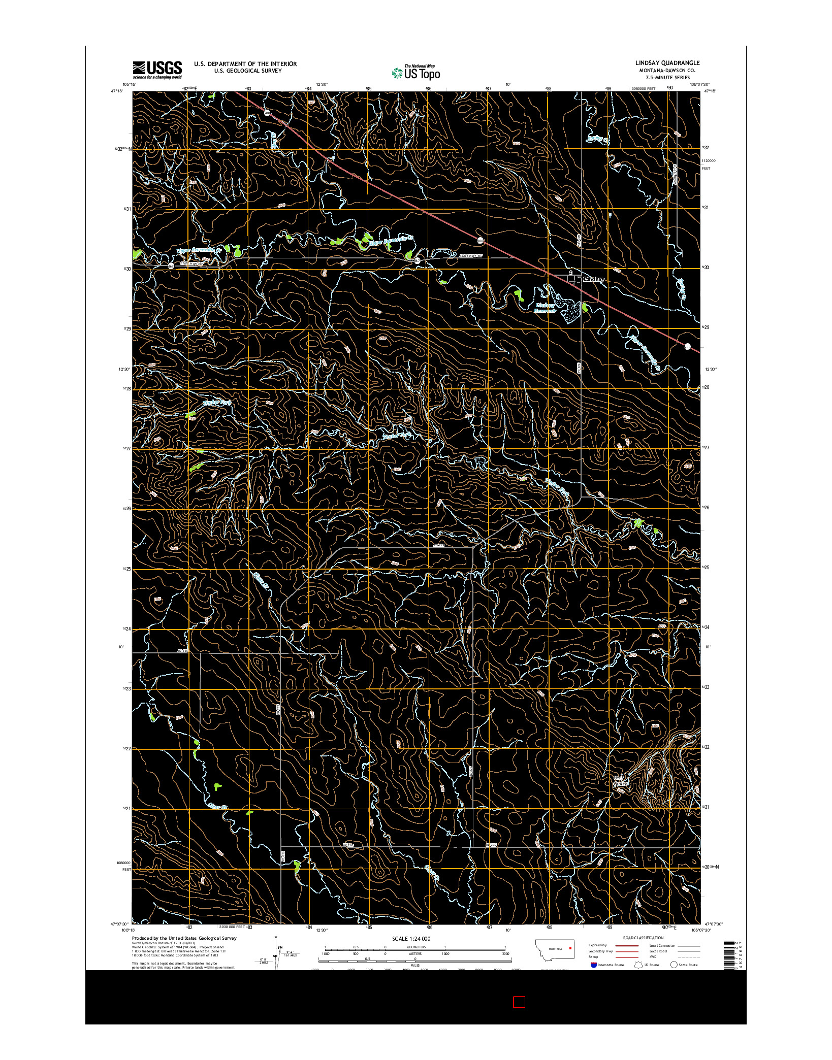 USGS US TOPO 7.5-MINUTE MAP FOR LINDSAY, MT 2017