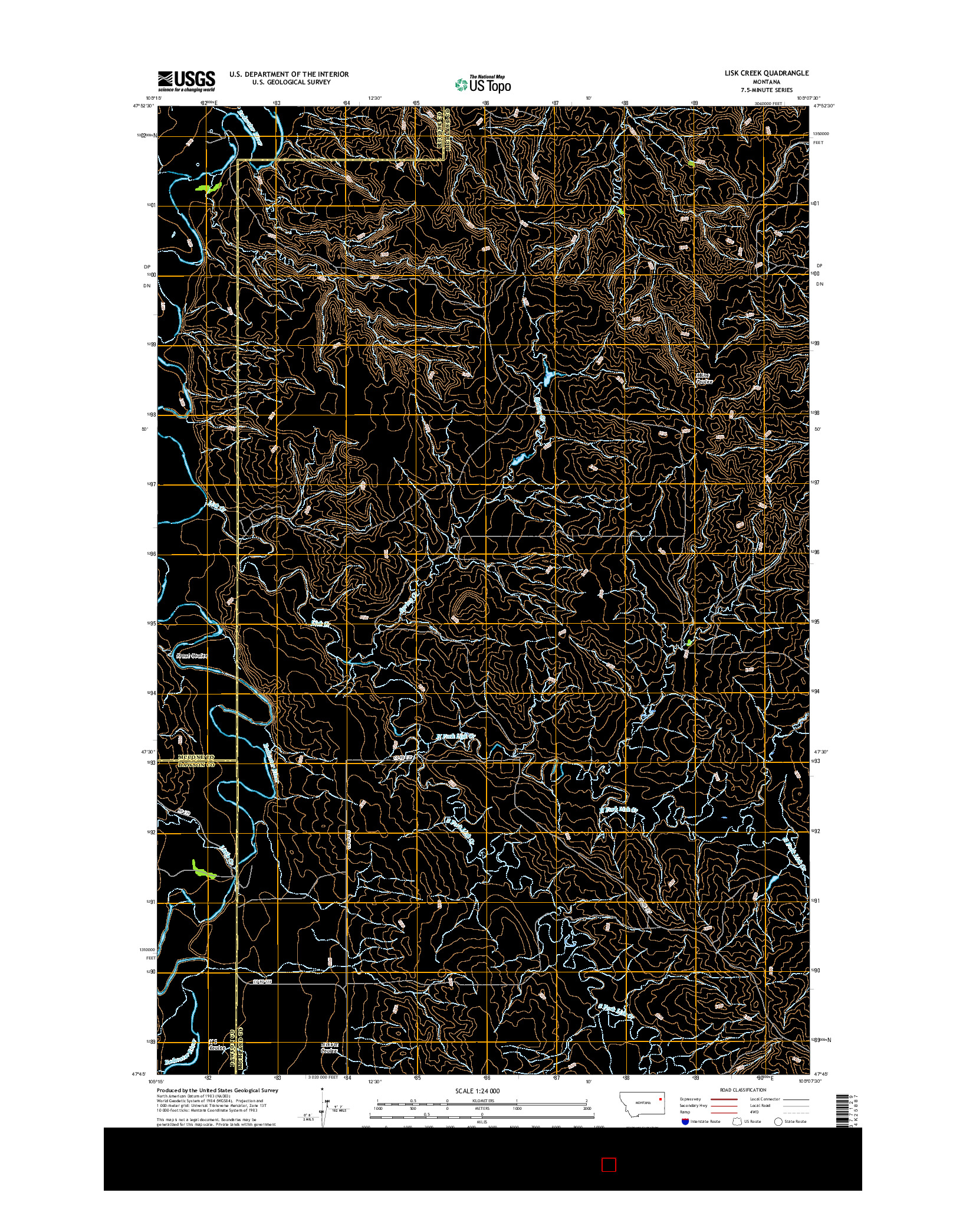 USGS US TOPO 7.5-MINUTE MAP FOR LISK CREEK, MT 2017