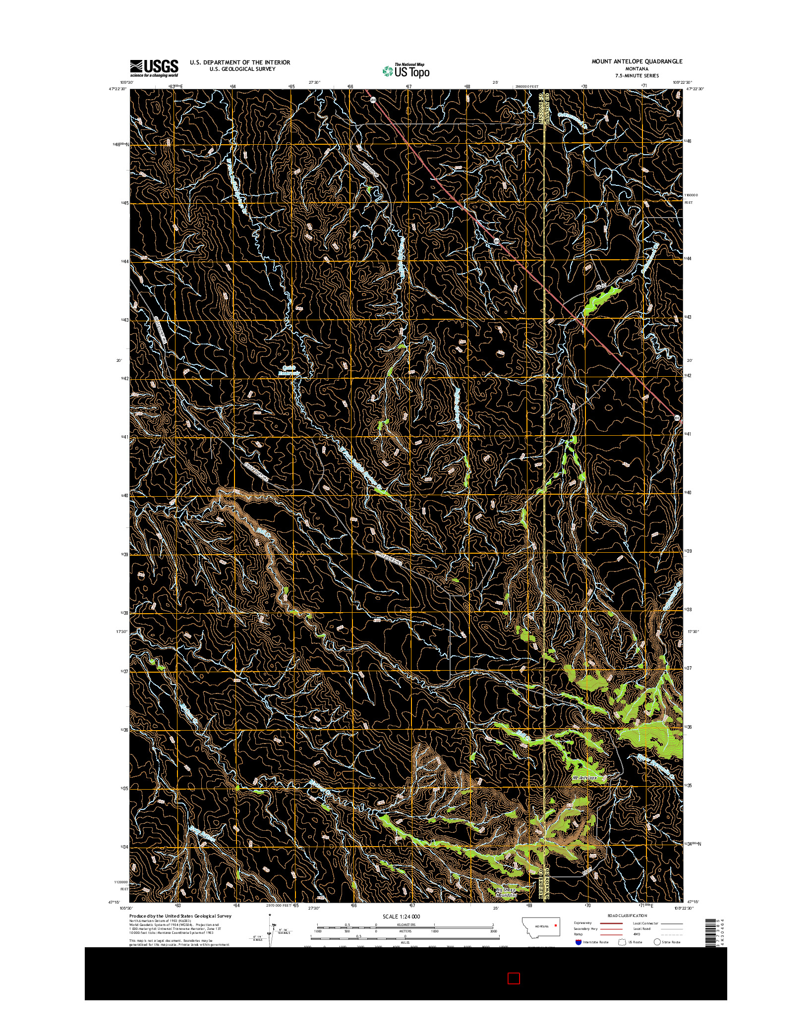 USGS US TOPO 7.5-MINUTE MAP FOR MOUNT ANTELOPE, MT 2017