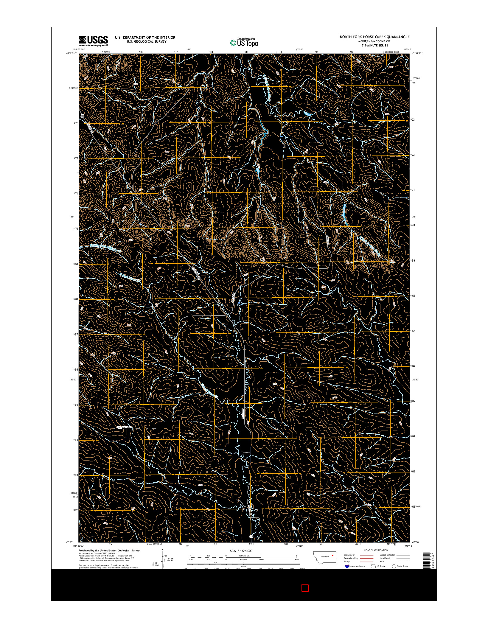 USGS US TOPO 7.5-MINUTE MAP FOR NORTH FORK HORSE CREEK, MT 2017