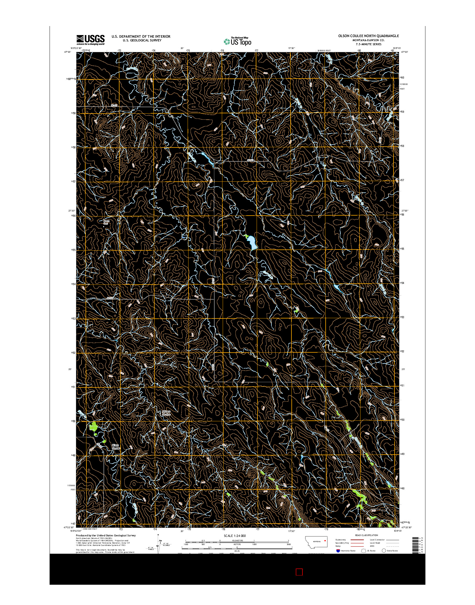 USGS US TOPO 7.5-MINUTE MAP FOR OLSON COULEE NORTH, MT 2017