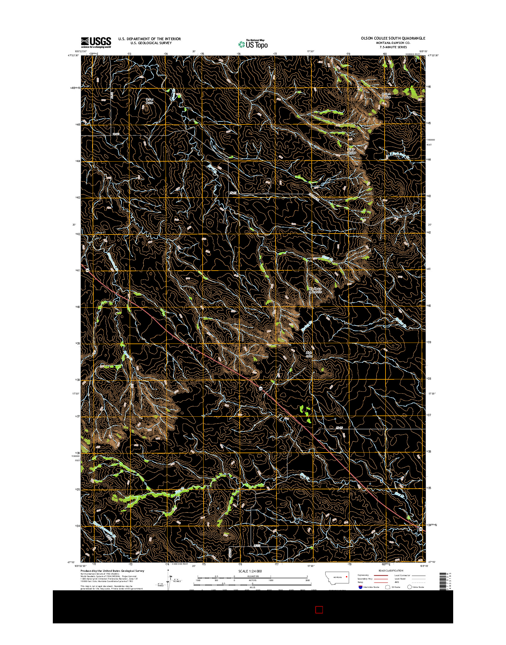 USGS US TOPO 7.5-MINUTE MAP FOR OLSON COULEE SOUTH, MT 2017
