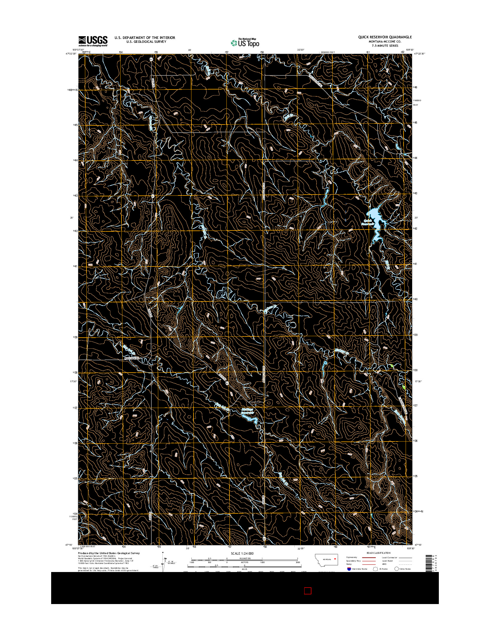 USGS US TOPO 7.5-MINUTE MAP FOR QUICK RESERVOIR, MT 2017