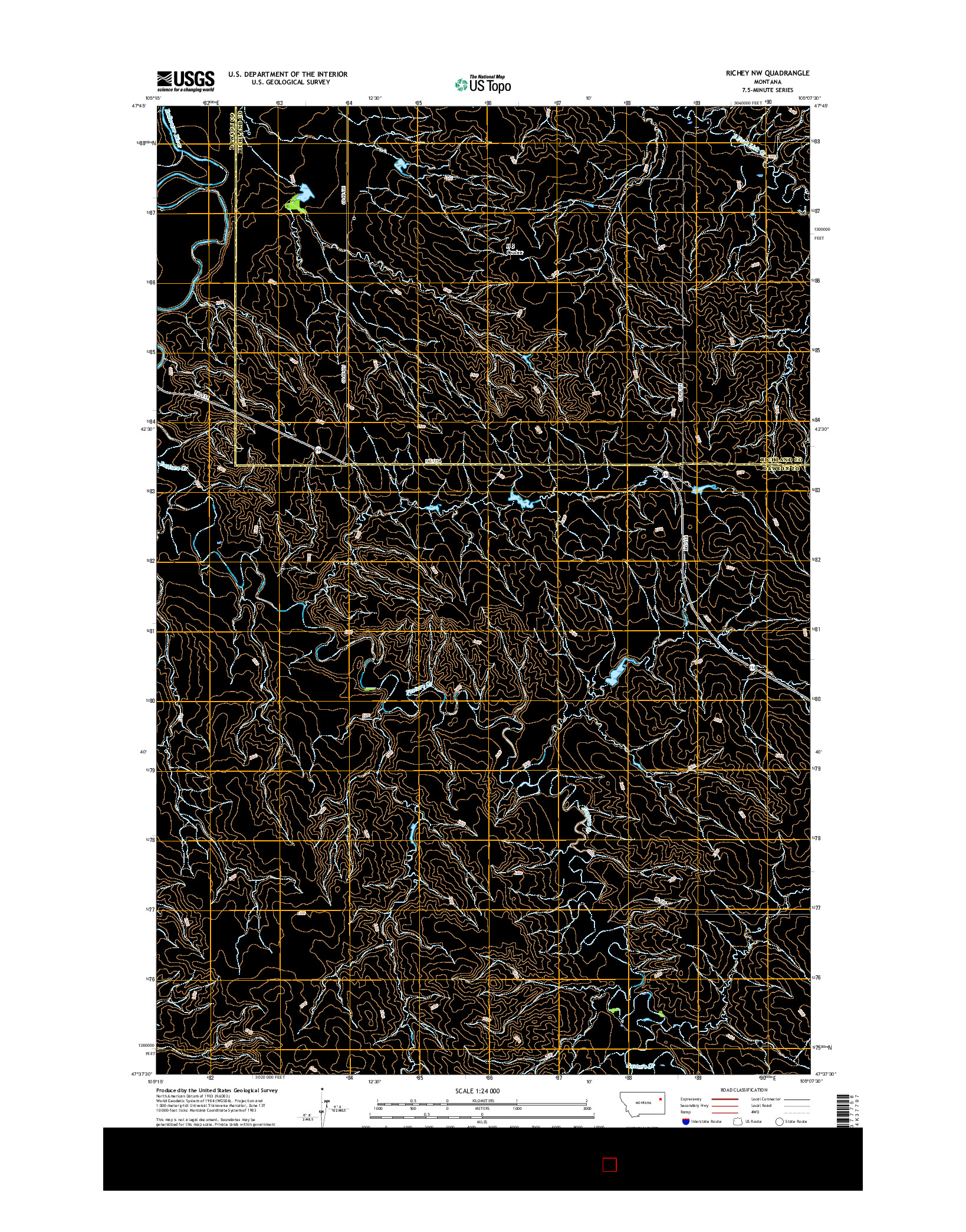 USGS US TOPO 7.5-MINUTE MAP FOR RICHEY NW, MT 2017