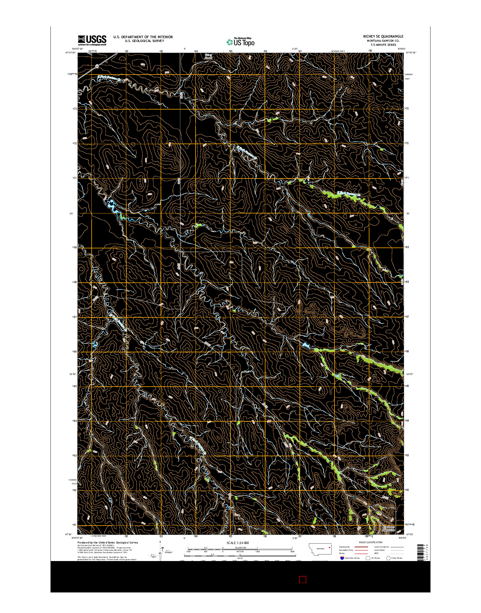 USGS US TOPO 7.5-MINUTE MAP FOR RICHEY SE, MT 2017