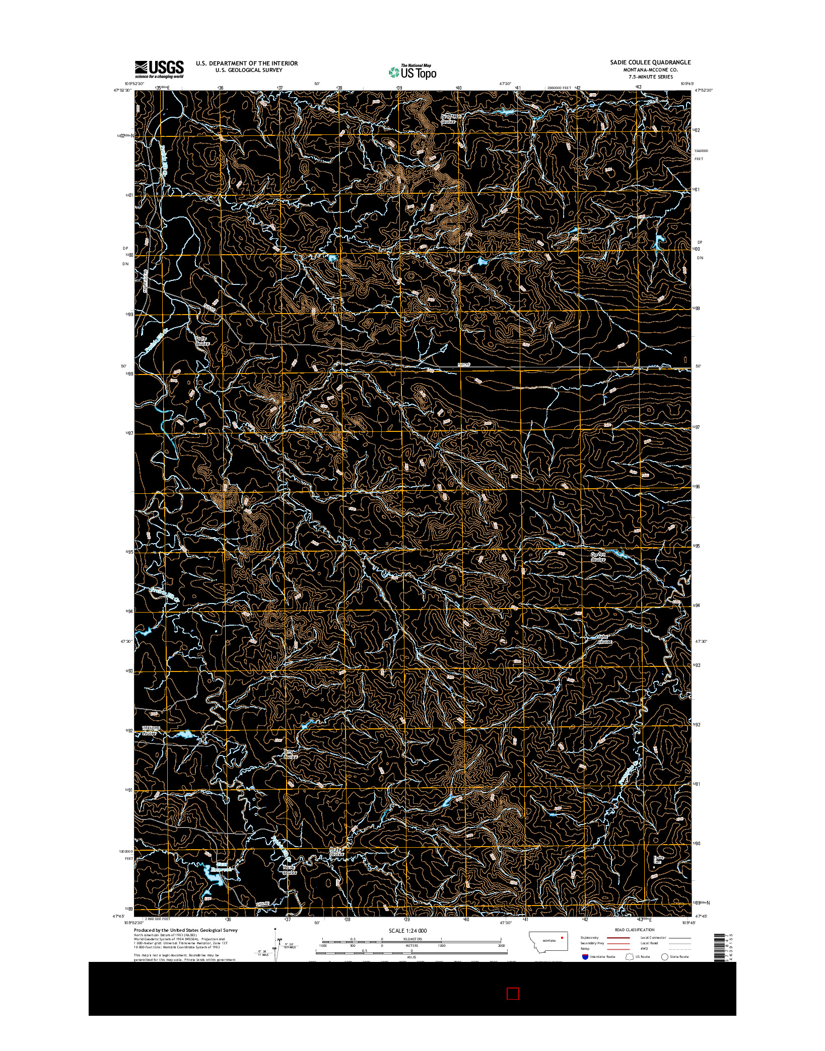 USGS US TOPO 7.5-MINUTE MAP FOR SADIE COULEE, MT 2017