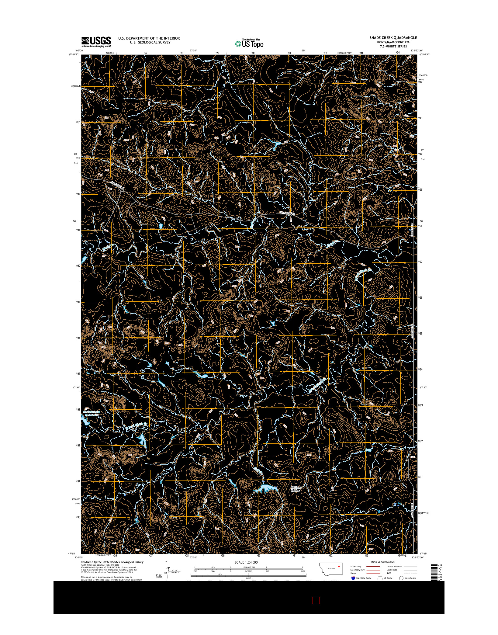 USGS US TOPO 7.5-MINUTE MAP FOR SHADE CREEK, MT 2017