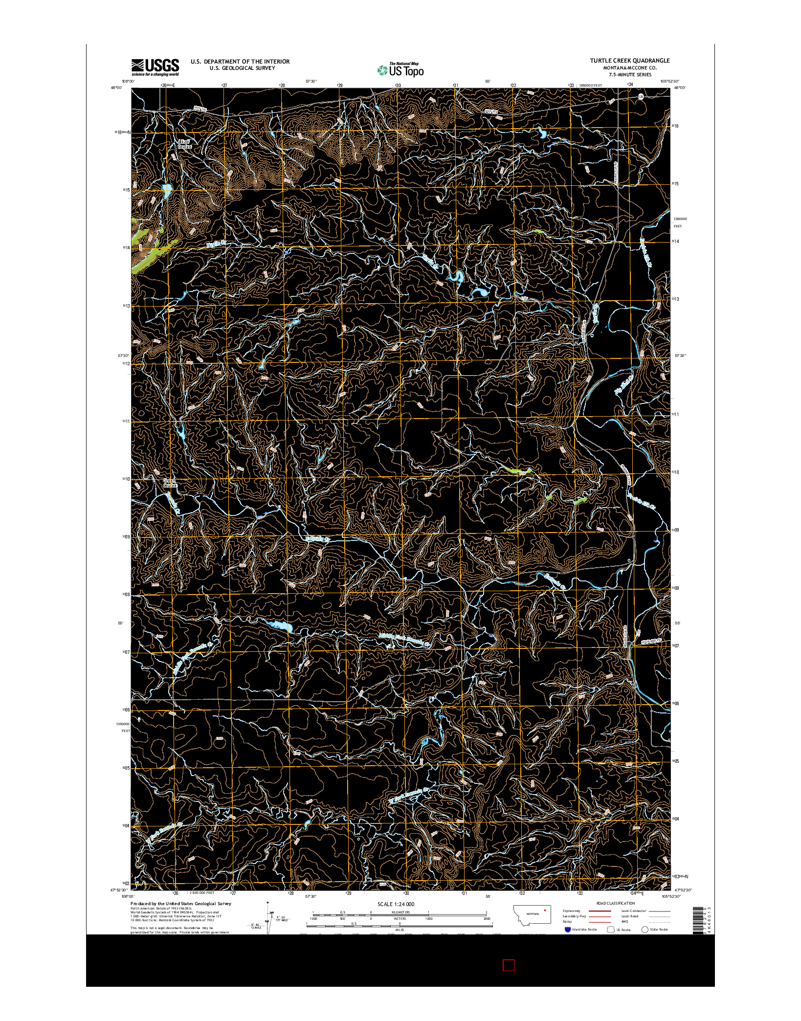 USGS US TOPO 7.5-MINUTE MAP FOR TURTLE CREEK, MT 2017