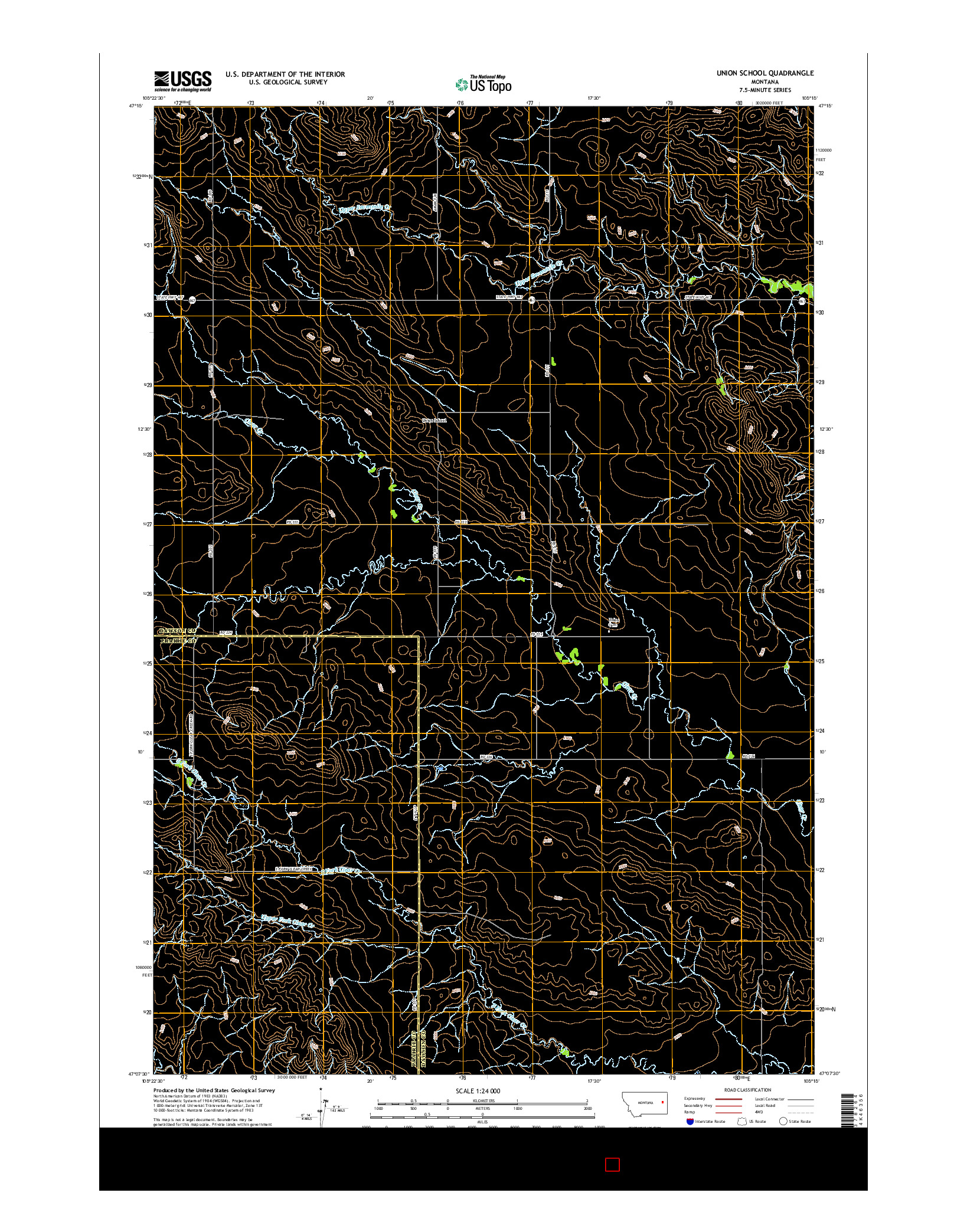 USGS US TOPO 7.5-MINUTE MAP FOR UNION SCHOOL, MT 2017