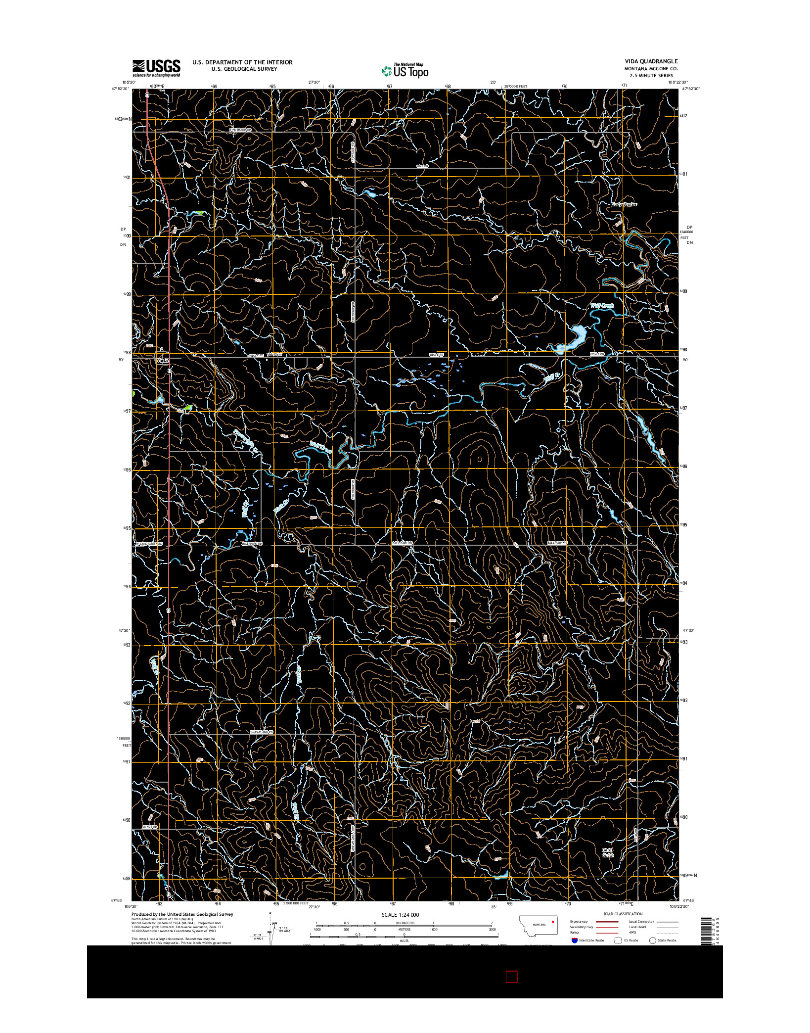 USGS US TOPO 7.5-MINUTE MAP FOR VIDA, MT 2017