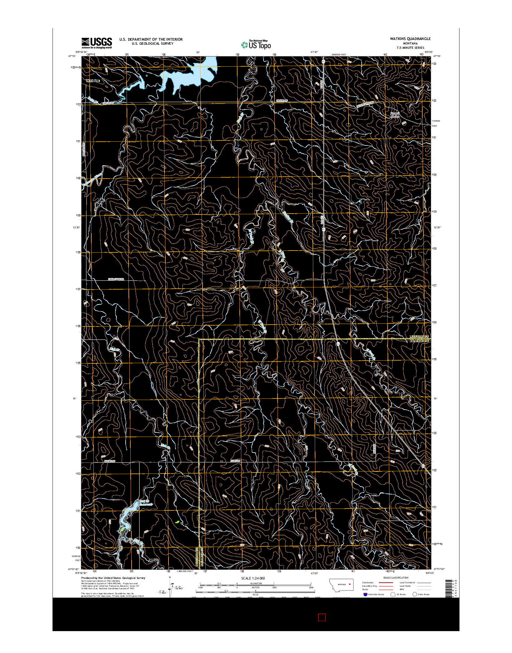 USGS US TOPO 7.5-MINUTE MAP FOR WATKINS, MT 2017
