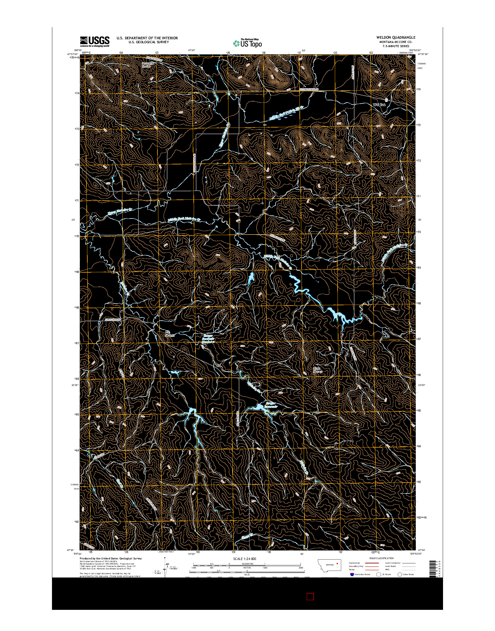 USGS US TOPO 7.5-MINUTE MAP FOR WELDON, MT 2017