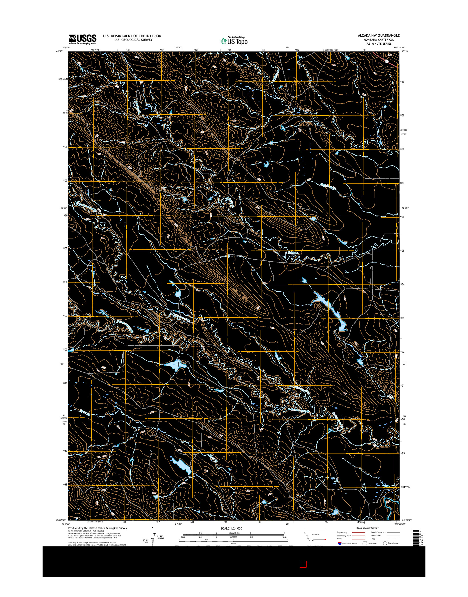 USGS US TOPO 7.5-MINUTE MAP FOR ALZADA NW, MT 2017