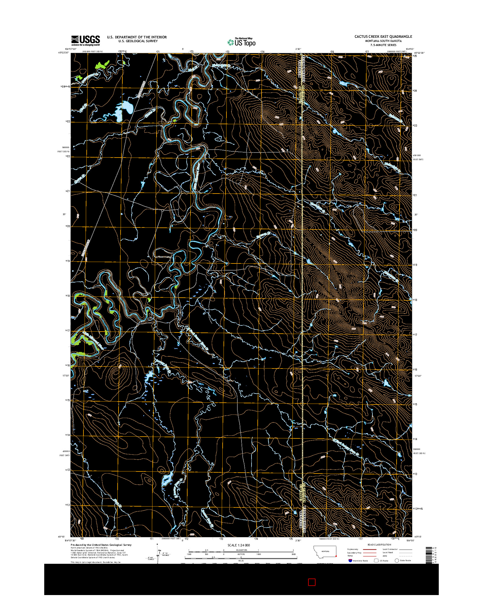 USGS US TOPO 7.5-MINUTE MAP FOR CACTUS CREEK EAST, MT-SD 2017
