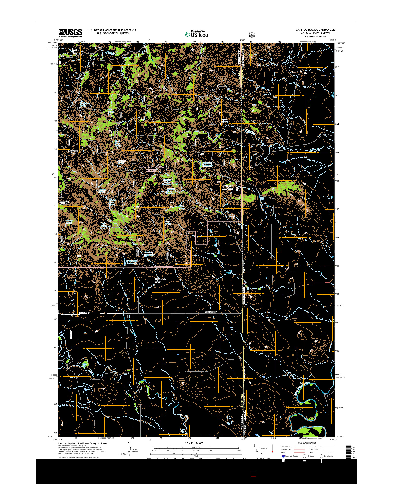 USGS US TOPO 7.5-MINUTE MAP FOR CAPITOL ROCK, MT-SD 2017