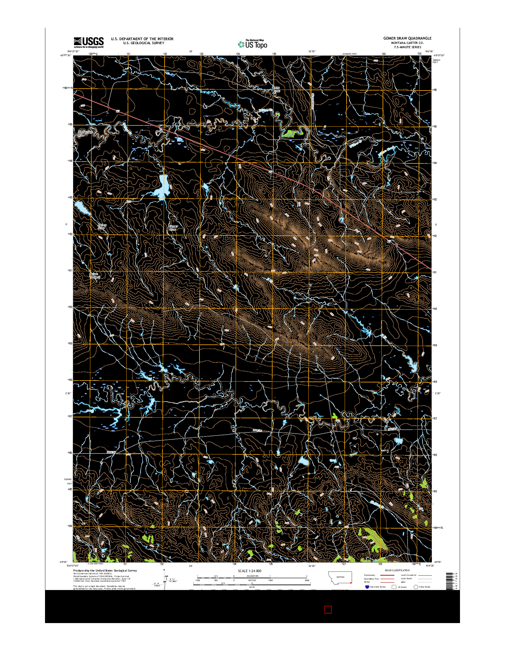 USGS US TOPO 7.5-MINUTE MAP FOR GOMER DRAW, MT 2017